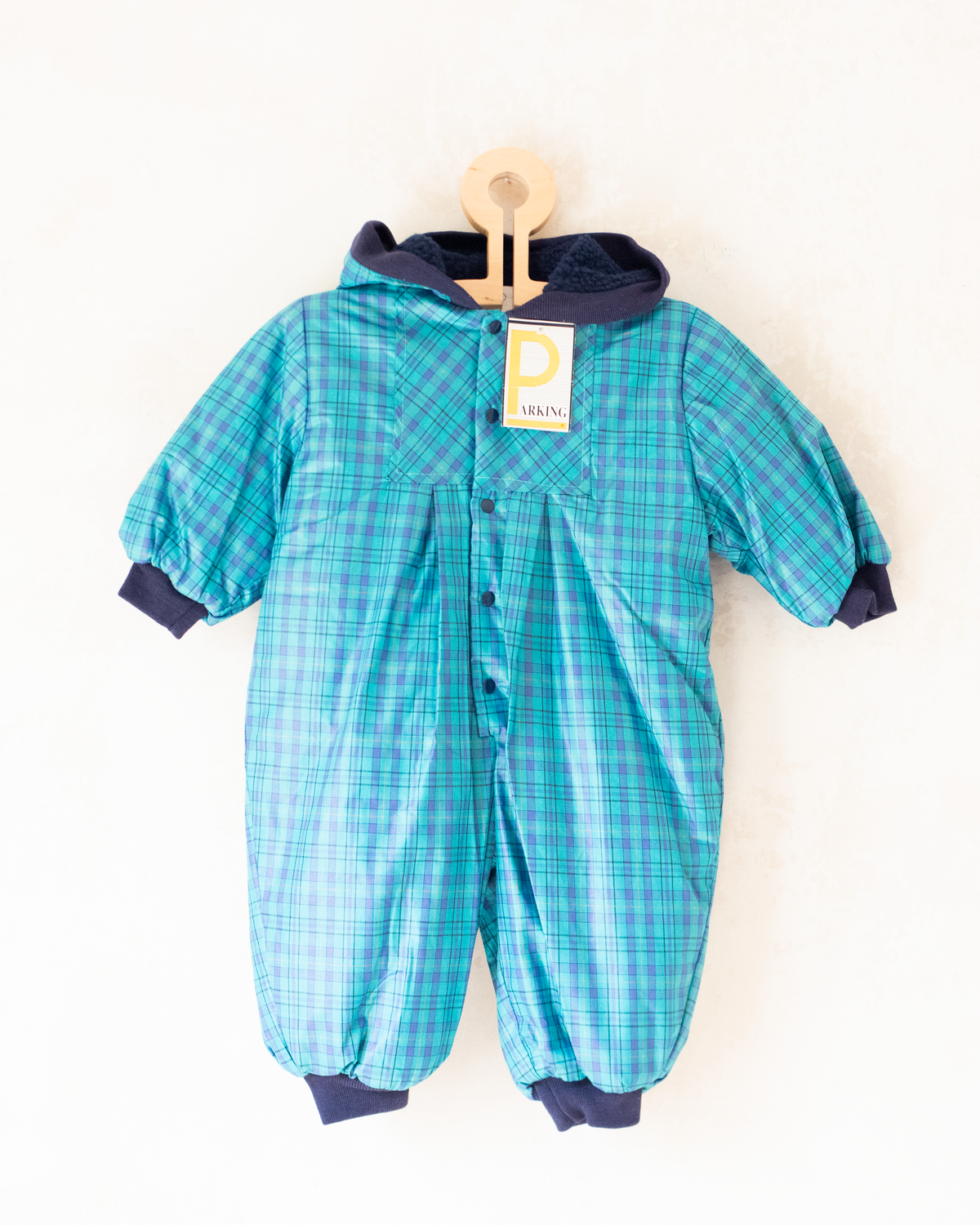 Blue and green checkered turban | Spanish deadstock | 12-18 months
