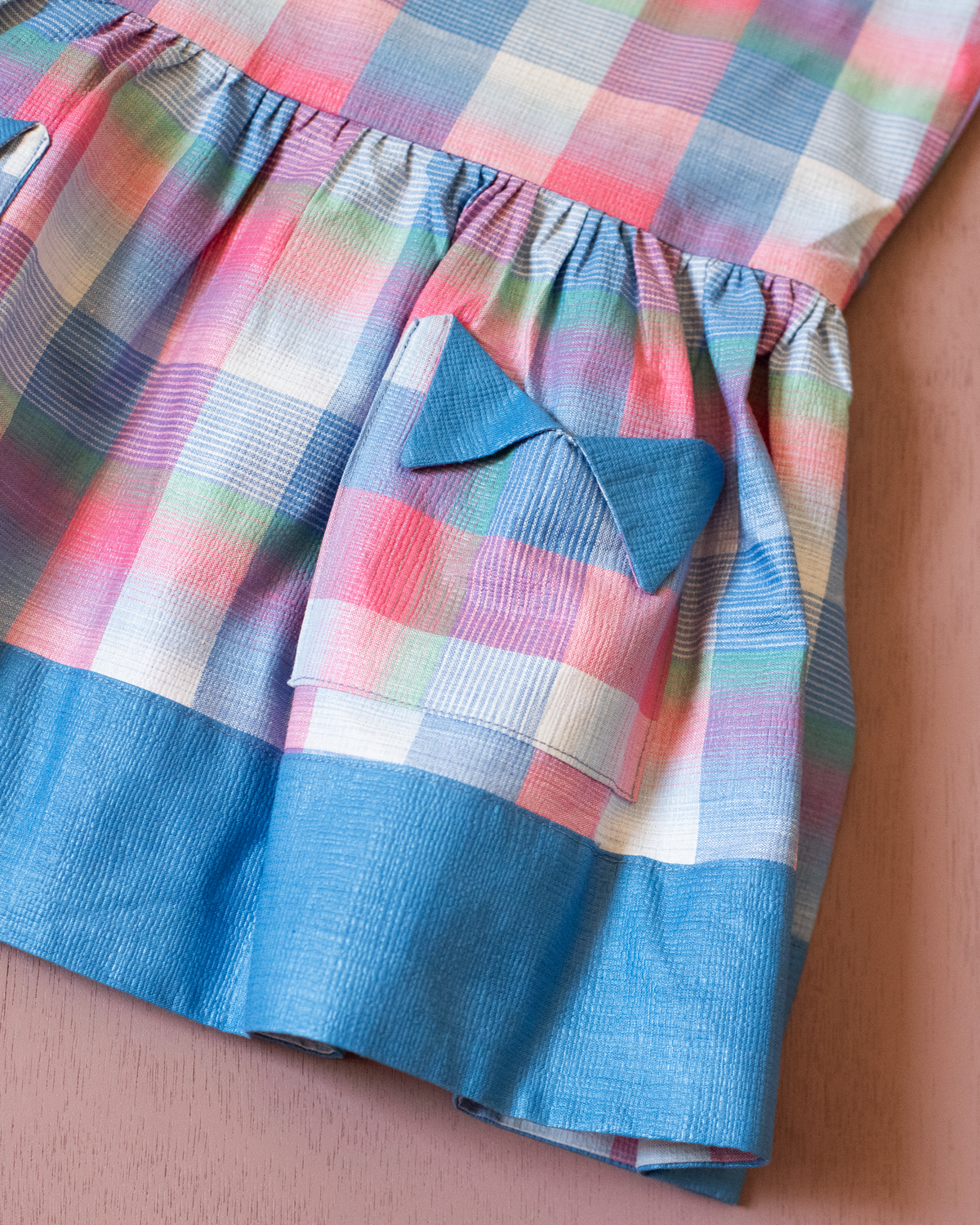 Pastel Plaid Dress | French Deadstock from the 70s | 2-3 years