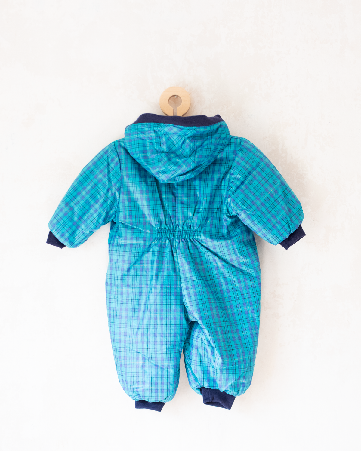 Blue and green checkered turban | Spanish deadstock | 12-18 months