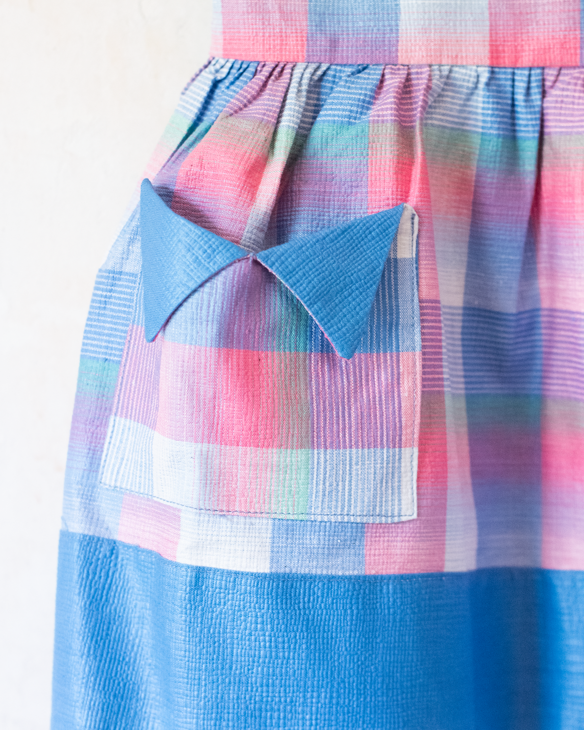 Pastel Plaid Dress | French Deadstock from the 70s | 2-3 years