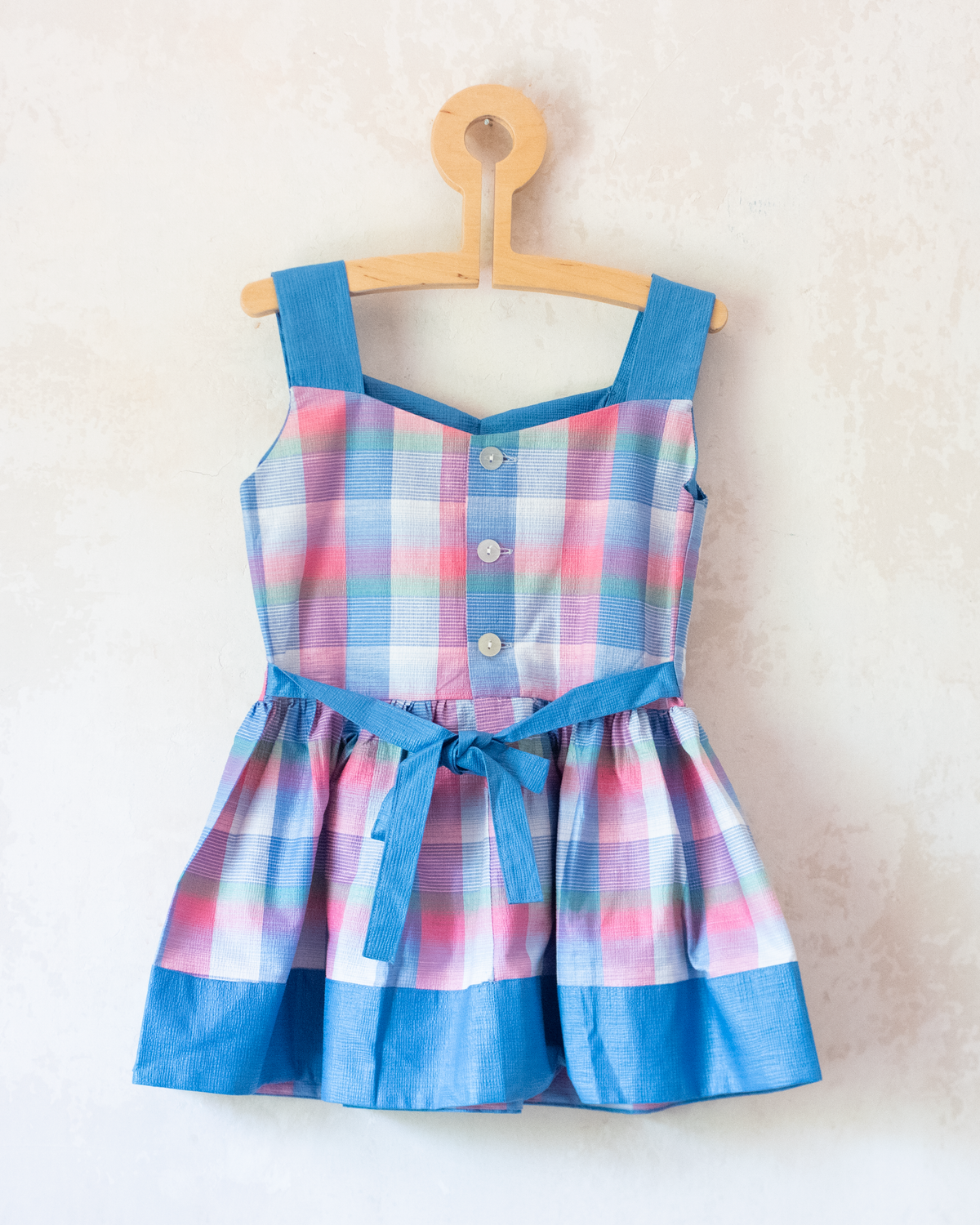 Pastel Plaid Dress | French Deadstock from the 70s | 2-3 years