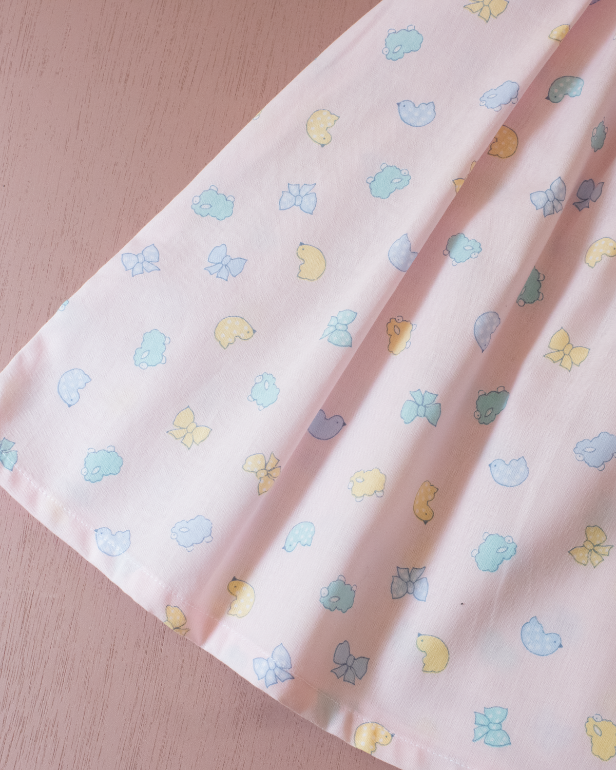 Pink French dress with pastel prints | 12-18 months
