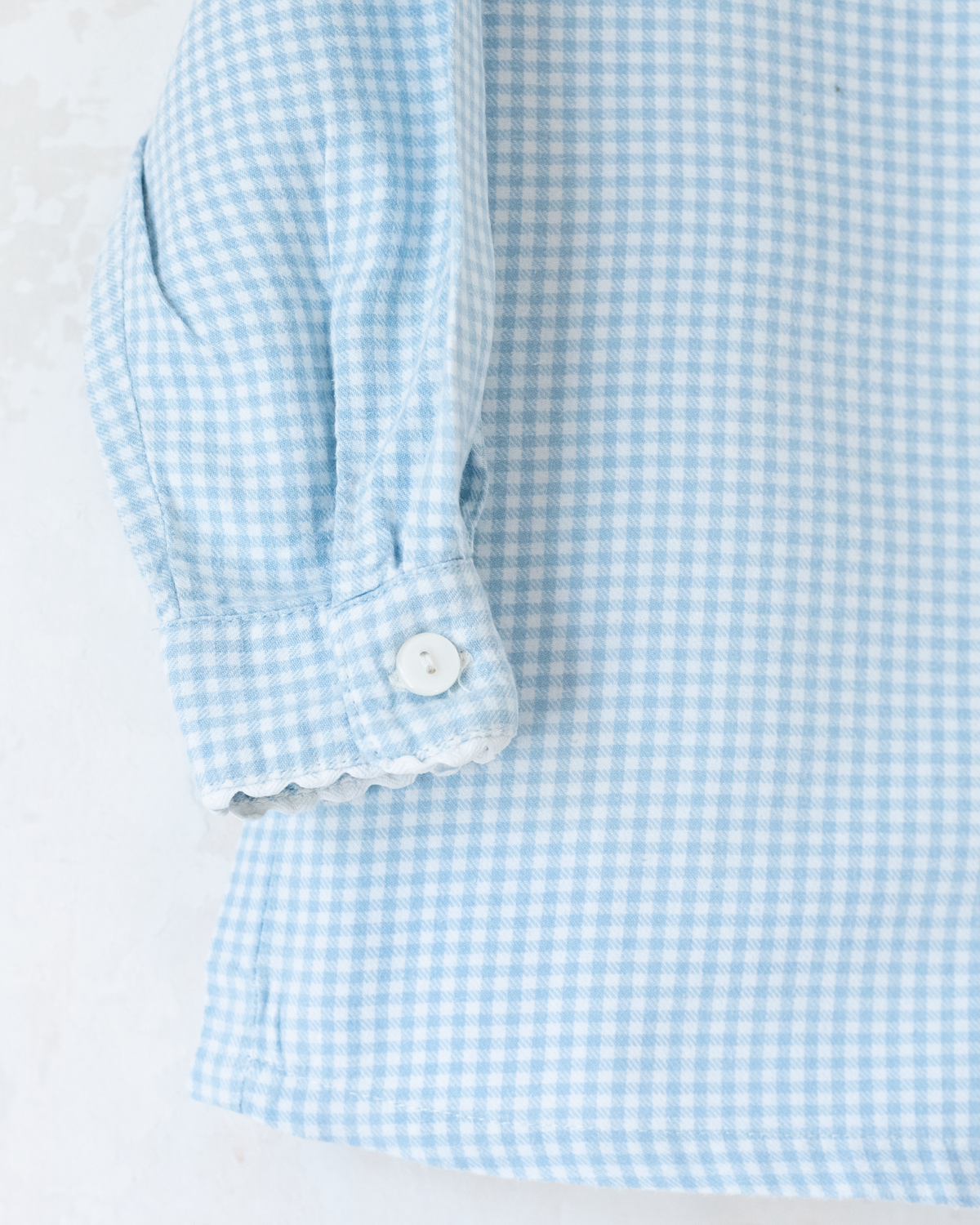 Light blue and white plaid shirt with embroidered collar | 4-5 years
