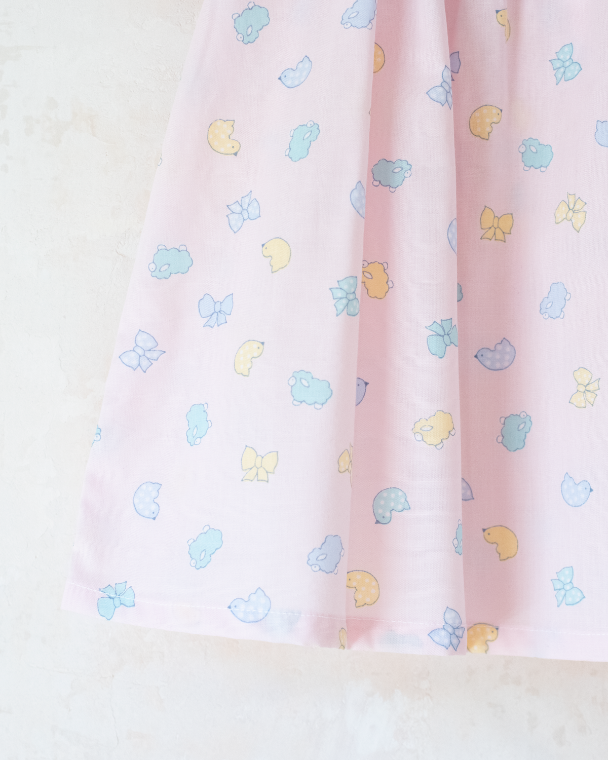 Pink French dress with pastel prints | 12-18 months