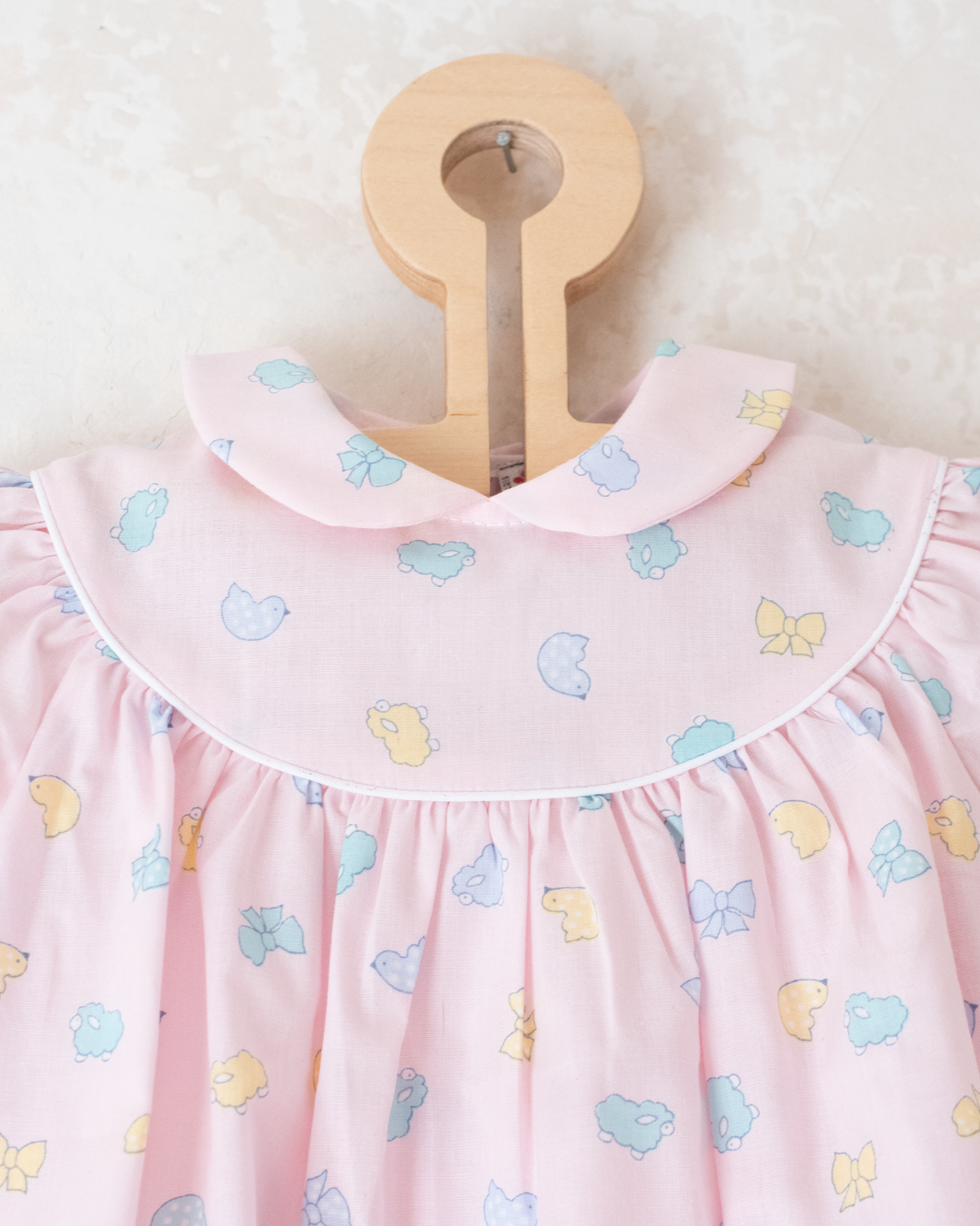 Pink French dress with pastel prints | 12-18 months