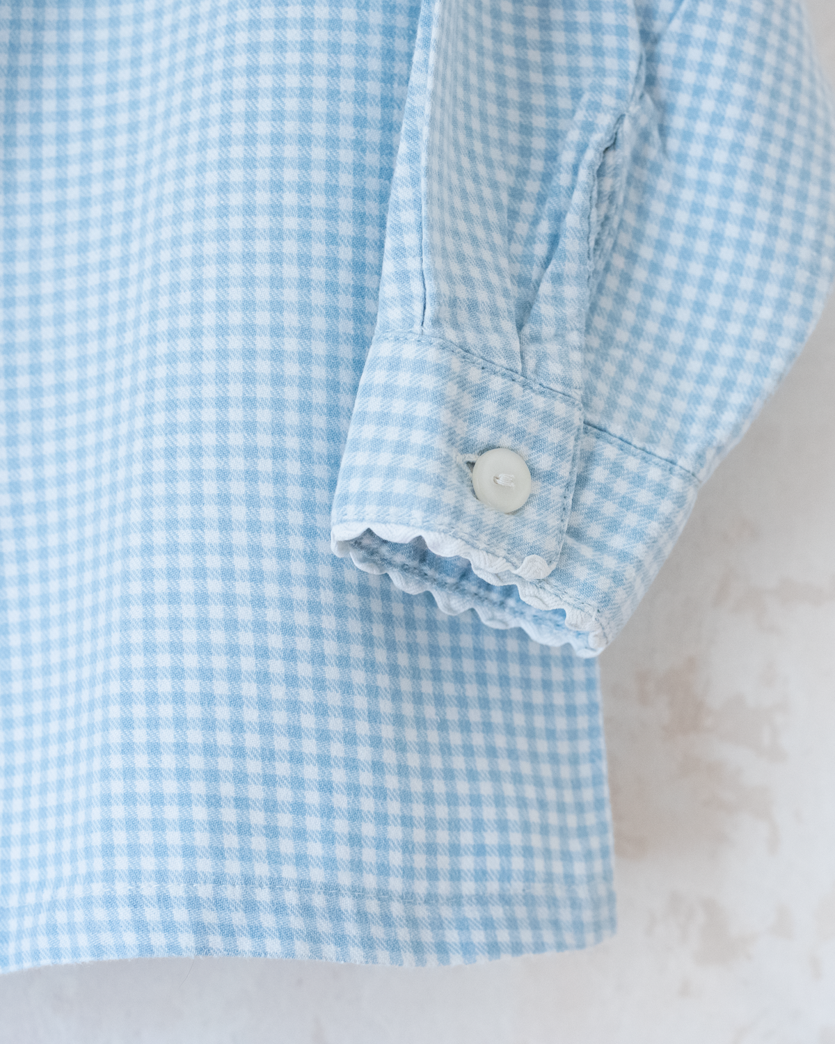 Light blue and white plaid shirt with embroidered collar | 4-5 years