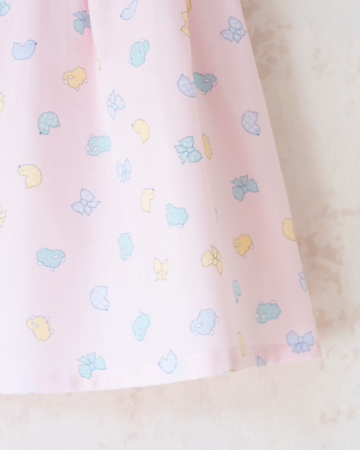 Pink French dress with pastel prints | 12-18 months