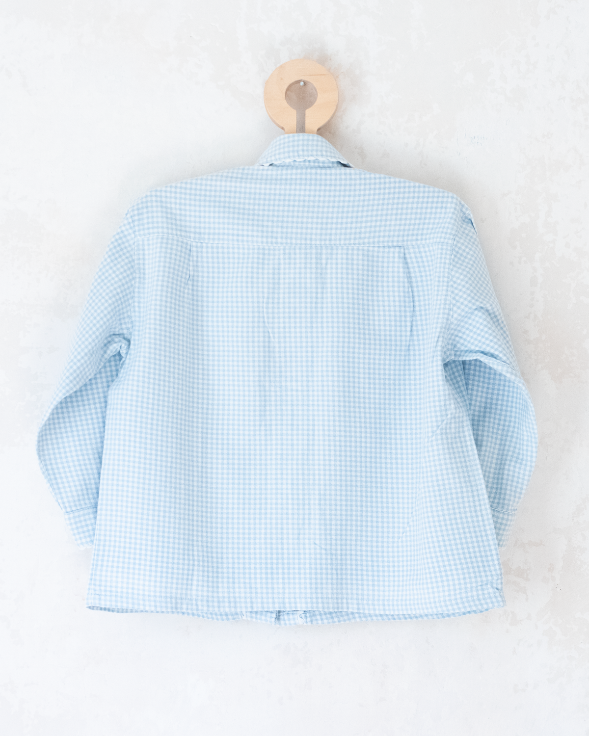 Light blue and white plaid shirt with embroidered collar | 4-5 years