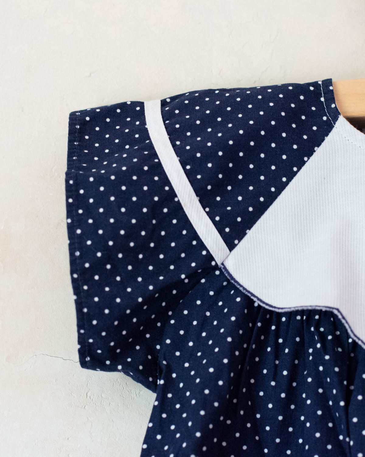 Polka Dot Blue Romper with Embroidered Sailboat | 6-9 months