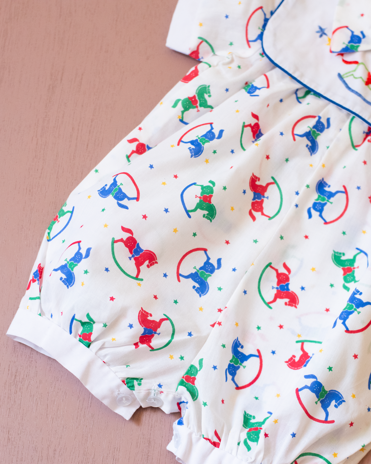 Colorful 80s rocking horse romper | 6-9 months