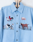 חולצת ג׳ינס חיות החווה | 8-9 שנים