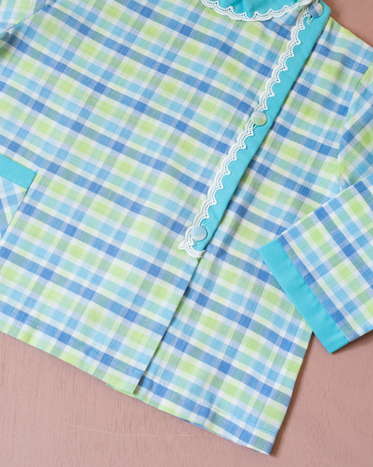 Romantic blue plaid shirt | French deadstock from the 70s | 2-3 years