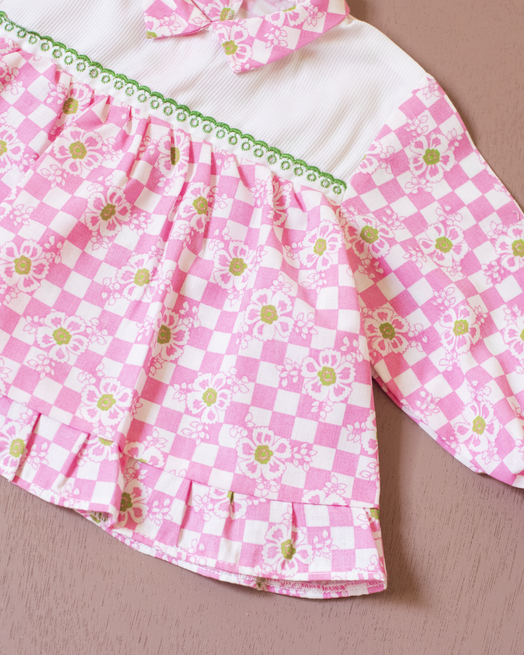 חולצה ארוכה משובצת עם פרחים | 3-6 חודשים