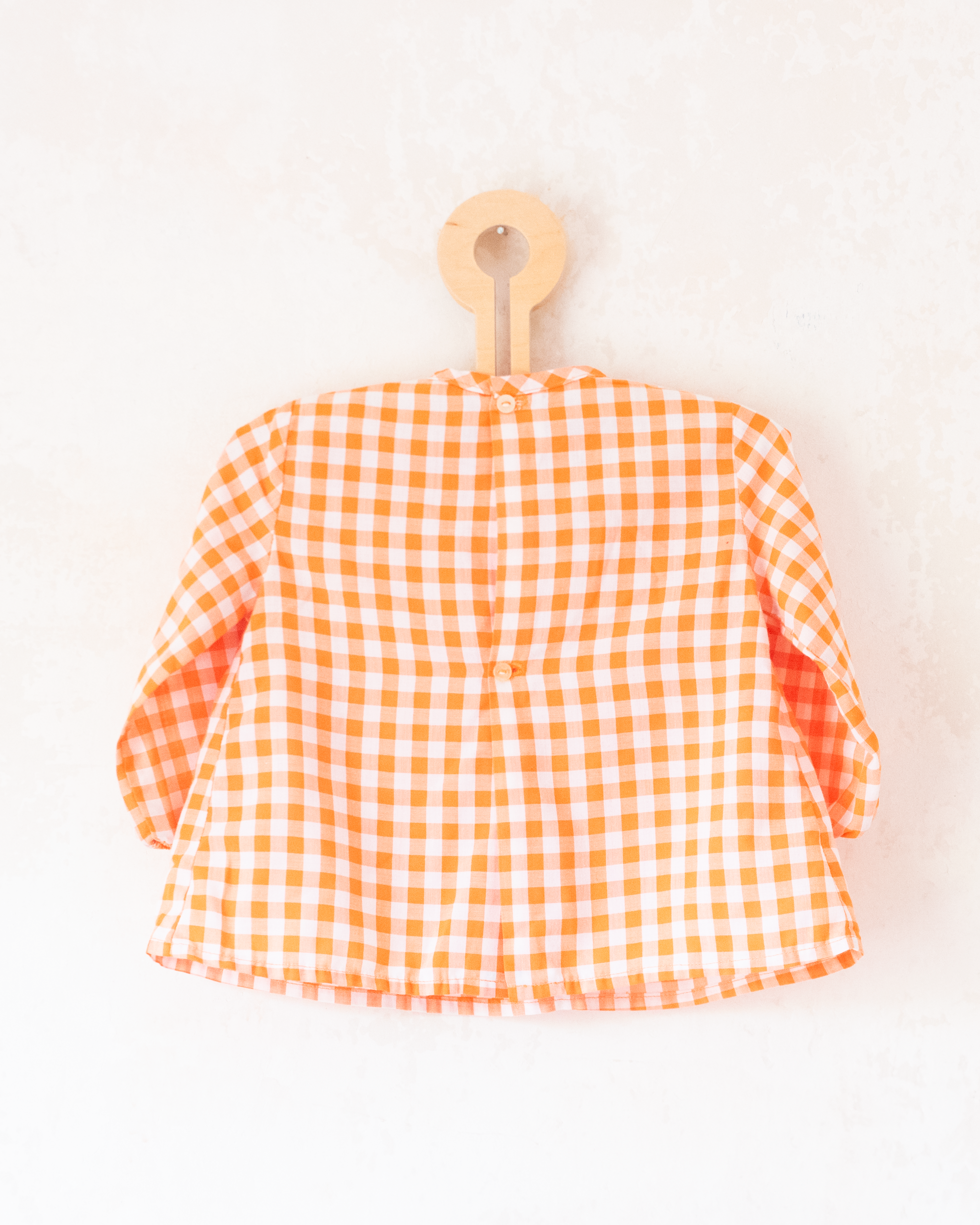 חולצה ארוכה משובצת עם רקמת דג | 12-18 חודשים