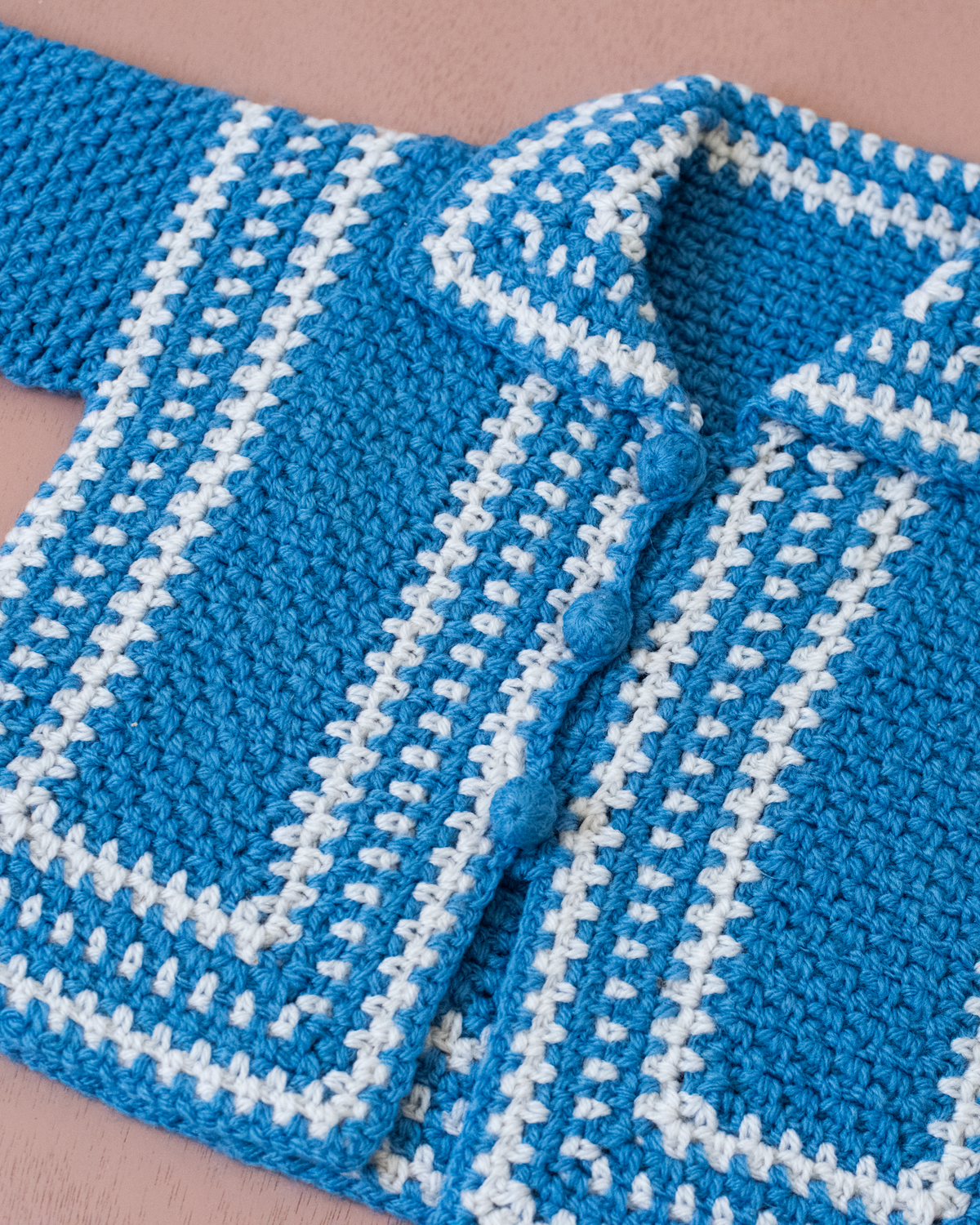 Blue and white knitted cardigan | 12-18 months