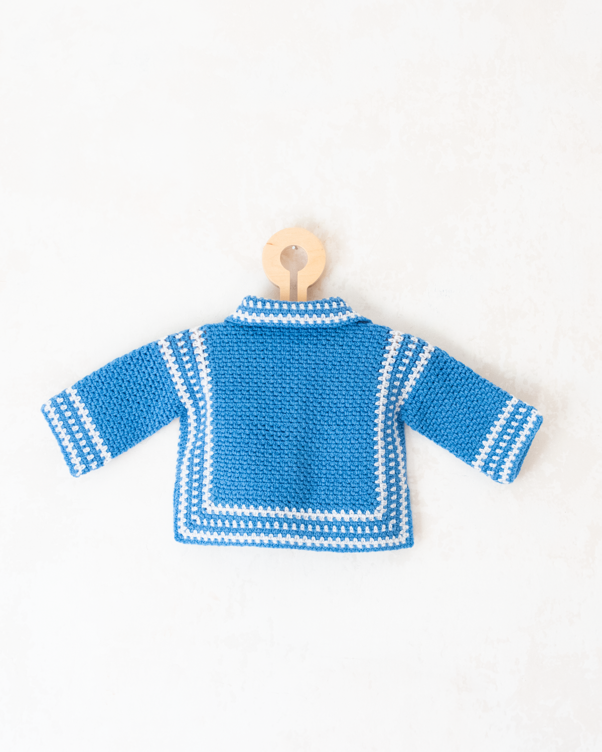 Blue and white knitted cardigan | 12-18 months