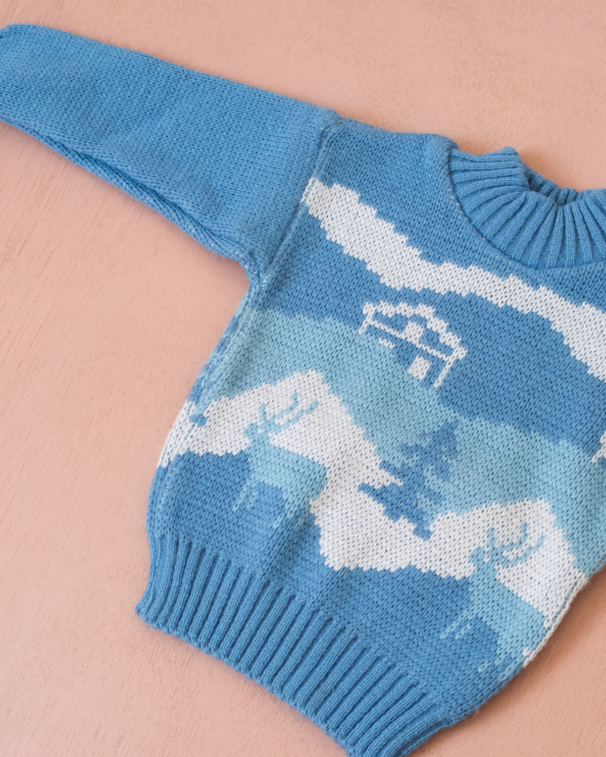 Blue sweater with houses and trees | 18-24 months