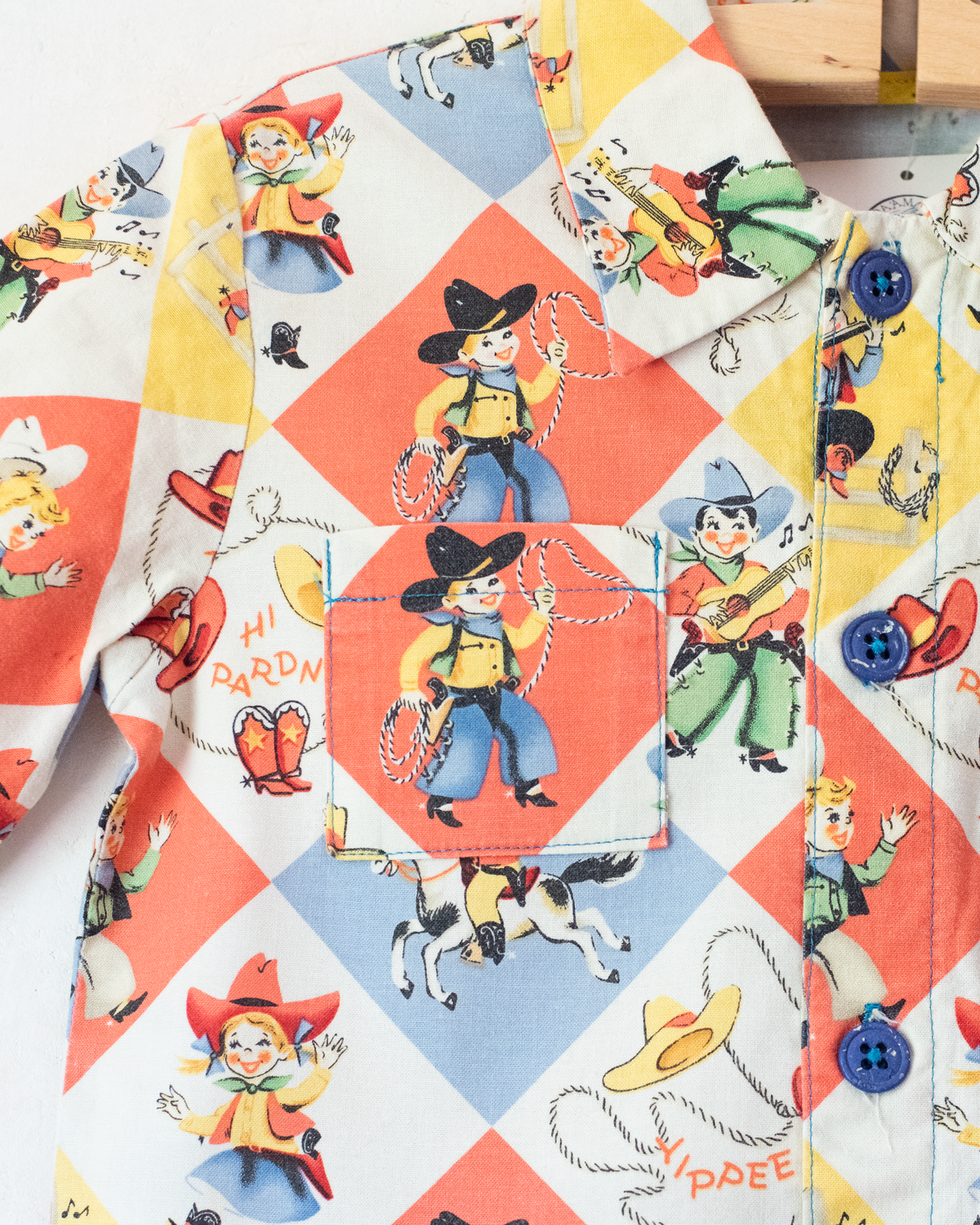 Colorful button-up shirt with cowboys | 5-6 years