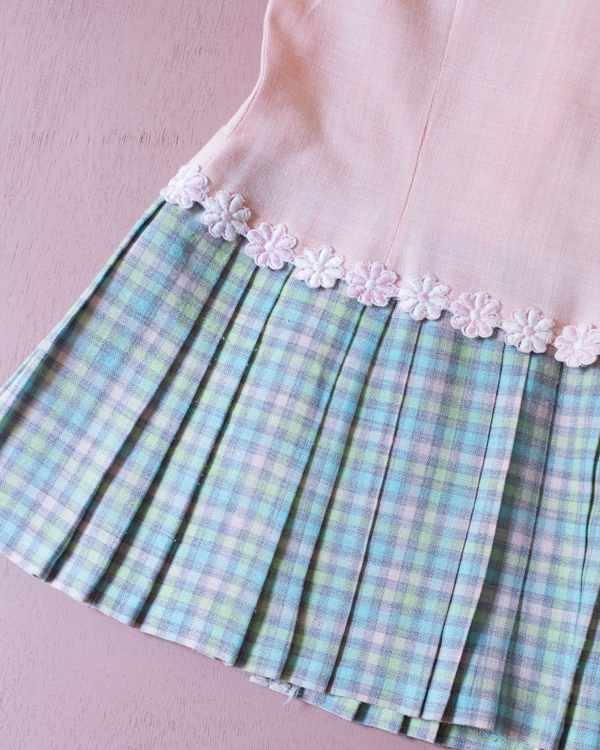 Pink dress with plaid fleece | 18-24 months