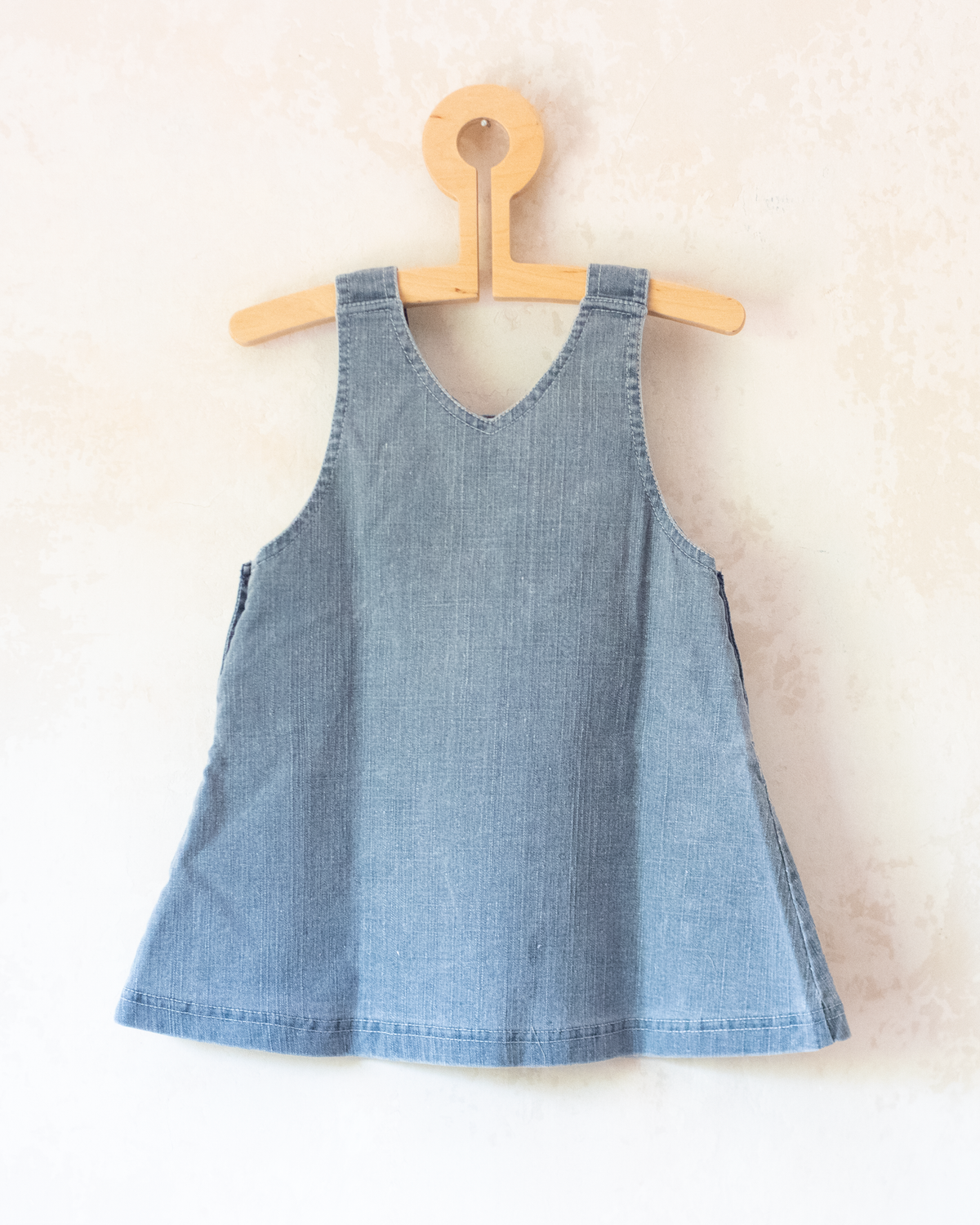 Grey denim dress with King Bebar embroidery | 12-18 months