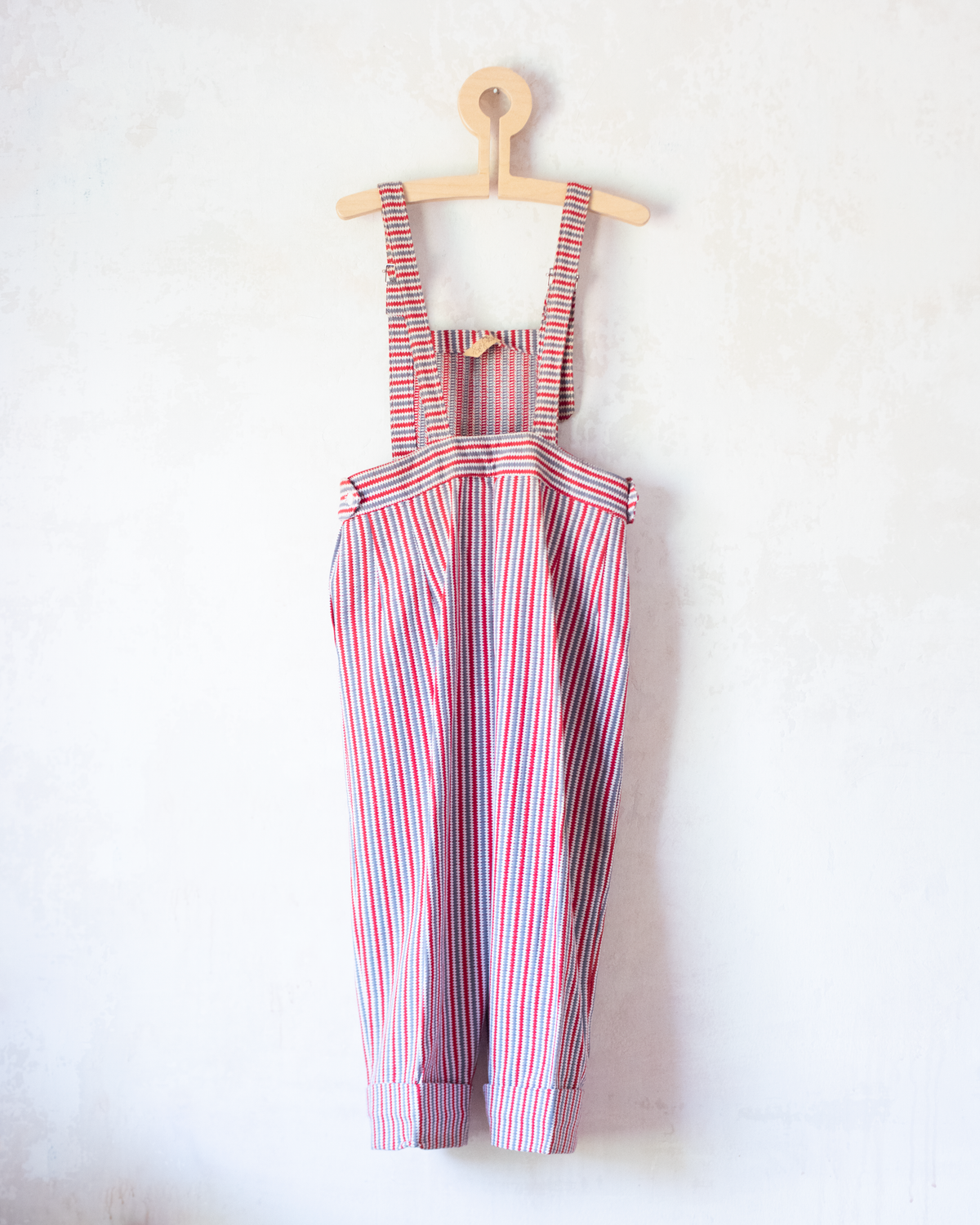 Seventies overalls in gray, white and red | French dead stock | 5-6 years