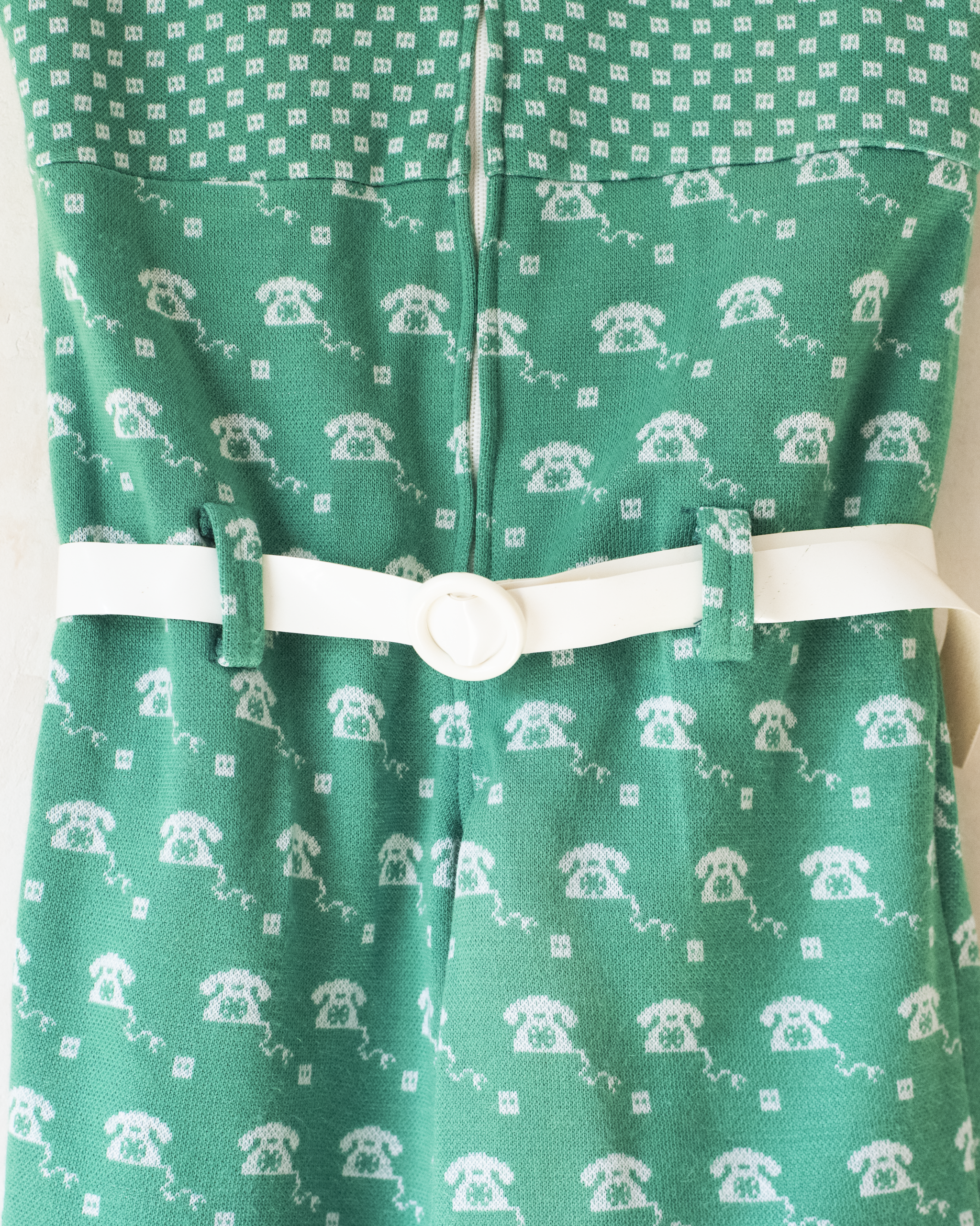 אוברול ירוק מהסבנטיז עם טלפון חוגה | 3-4 שנים