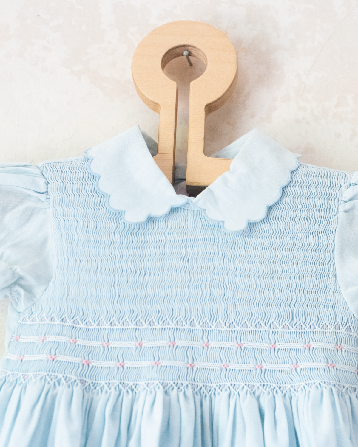 Light blue dress with gathered embroidery | 18-24 months