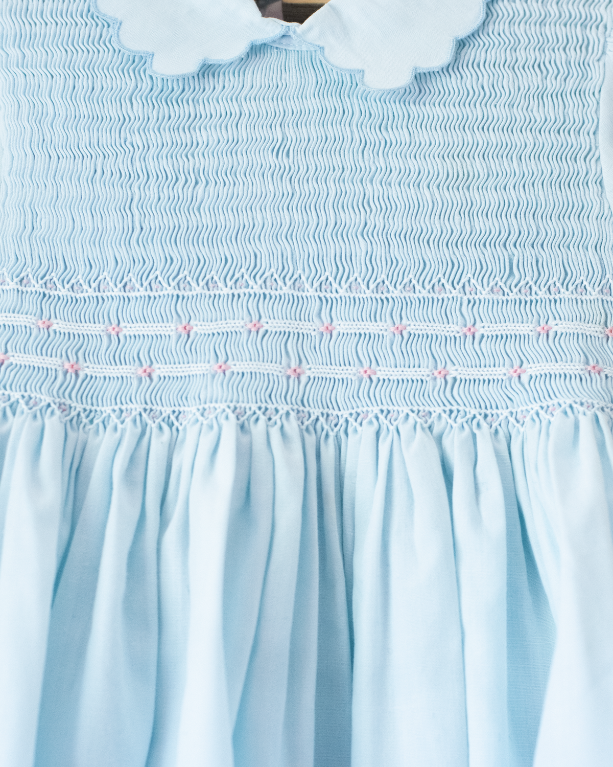 Light blue dress with gathered embroidery | 18-24 months