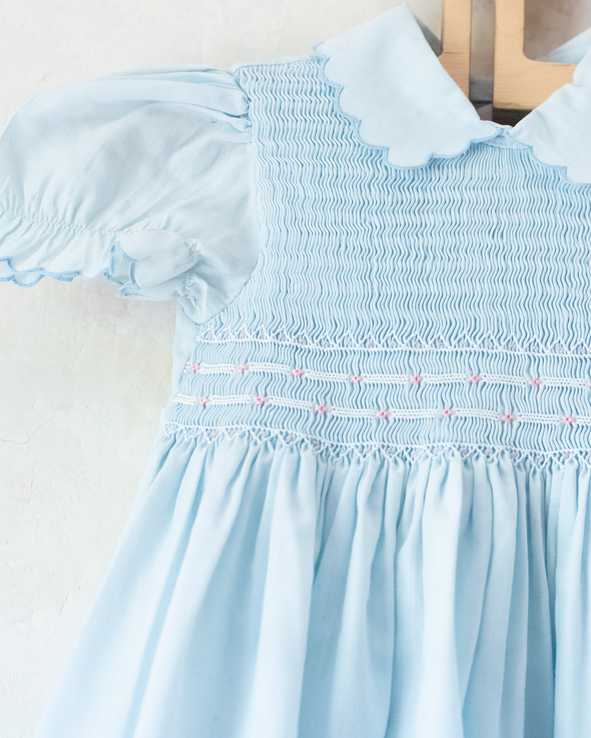 Light blue dress with gathered embroidery | 18-24 months