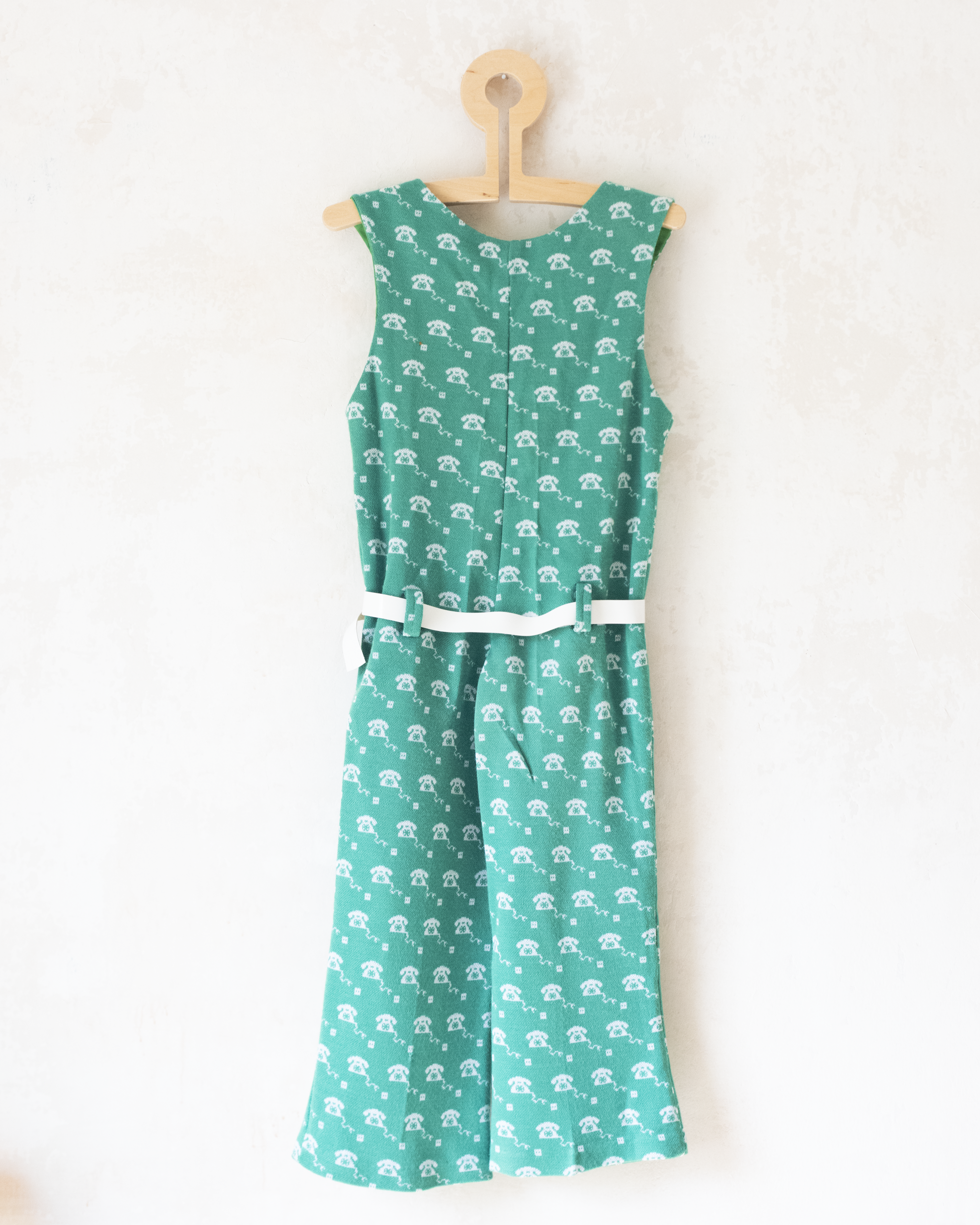 אוברול ירוק מהסבנטיז עם טלפון חוגה | 3-4 שנים