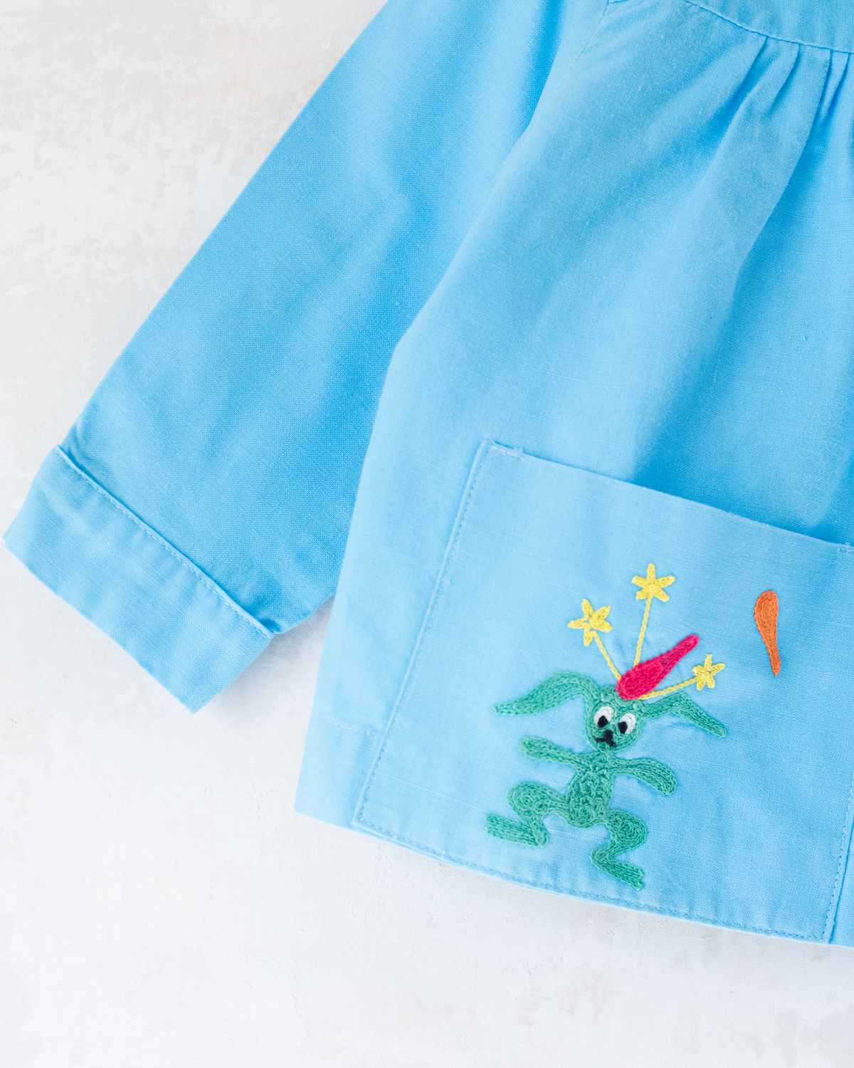 French Shirt with Juggling Rabbit Embroidery | 2-3 Years
