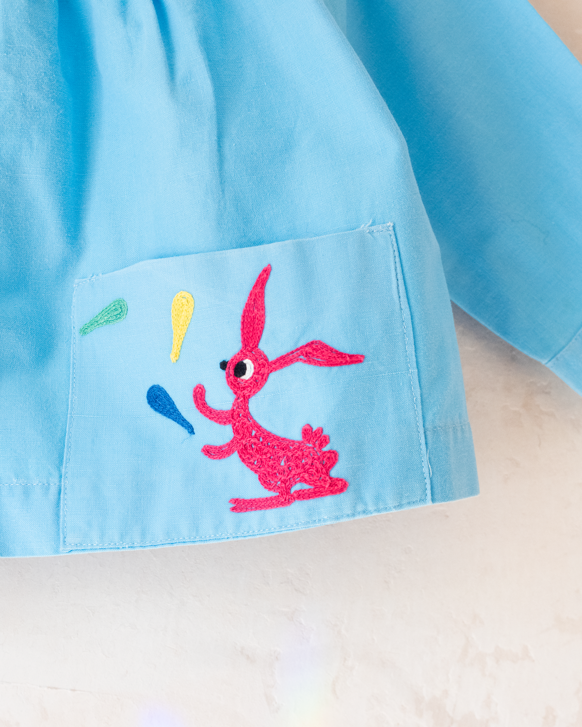 French Shirt with Juggling Rabbit Embroidery | 2-3 Years