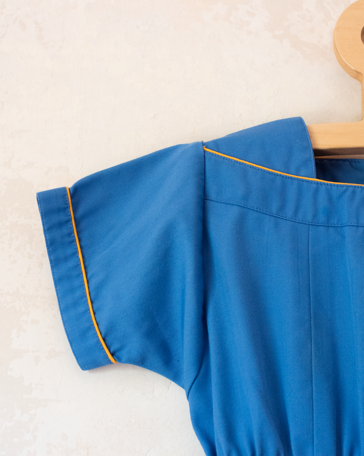 Blue sailor dress with embroidered flags | French deadstock | 6-7 years