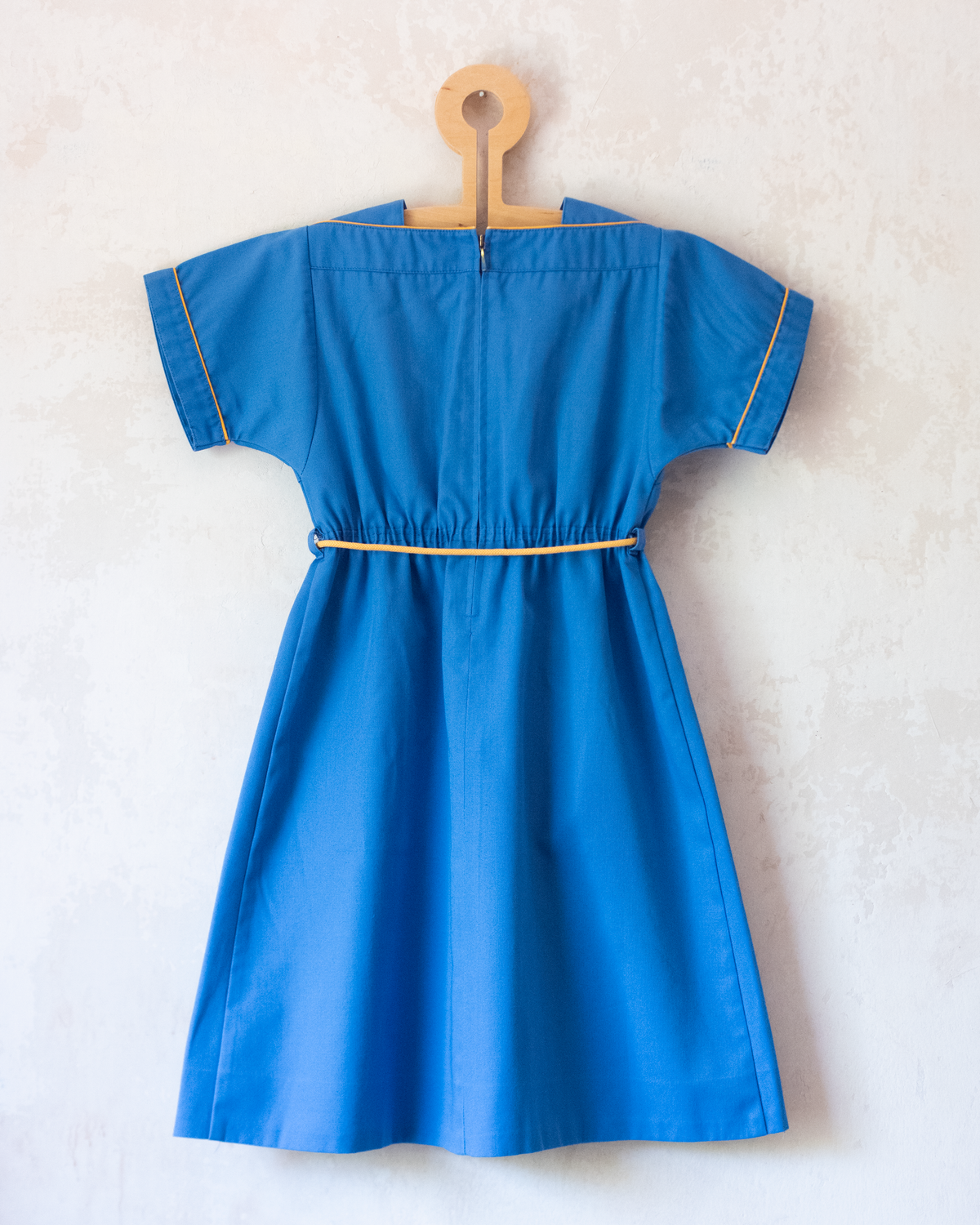 Blue sailor dress with embroidered flags | French deadstock | 6-7 years