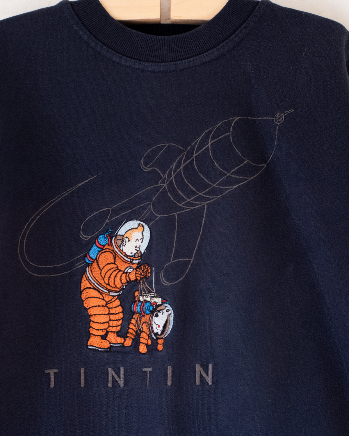Blue sweatshirt with Tintin in space | 5-6 years