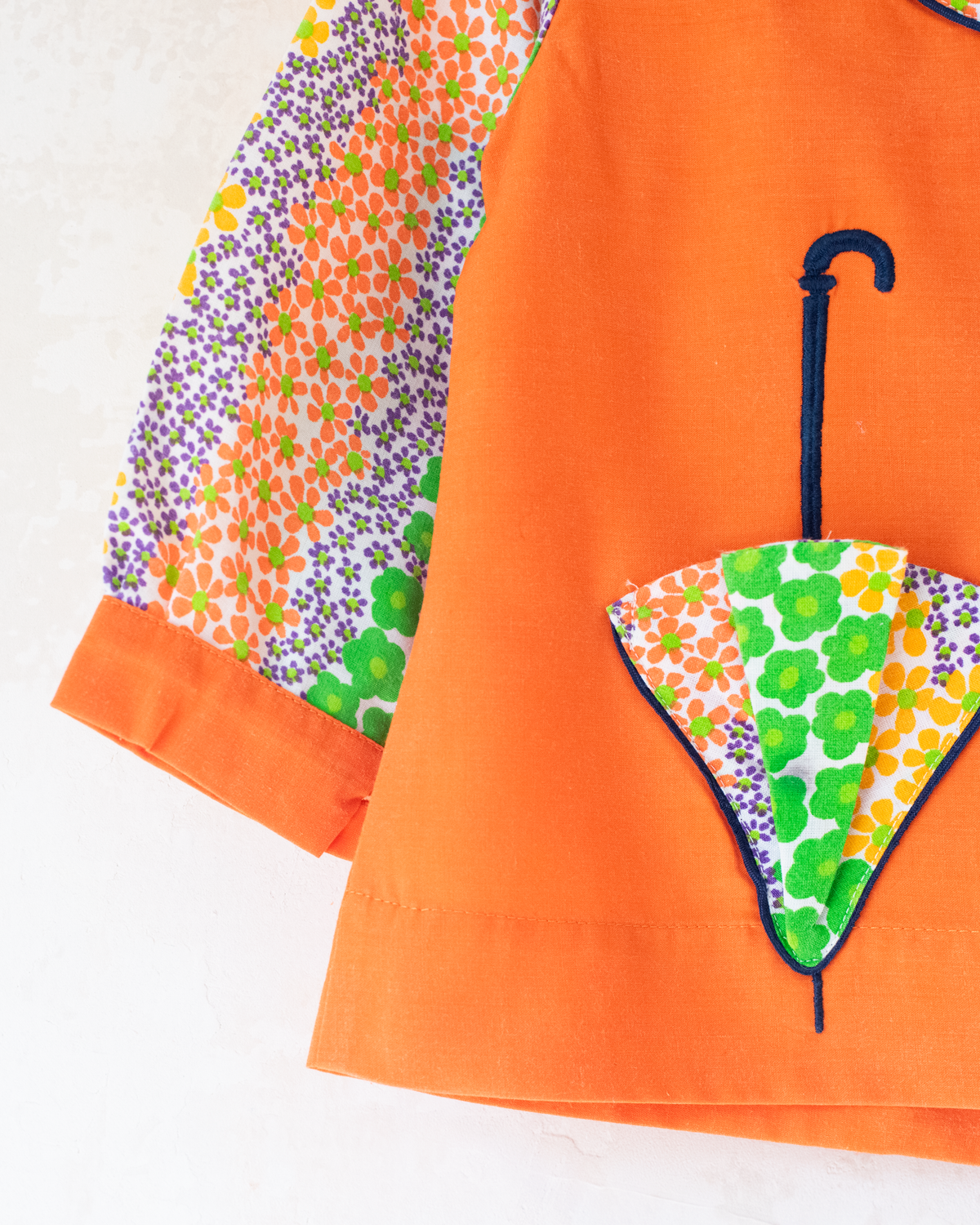 Floral shirt from the Sixties with two umbrellas | 2-3 years