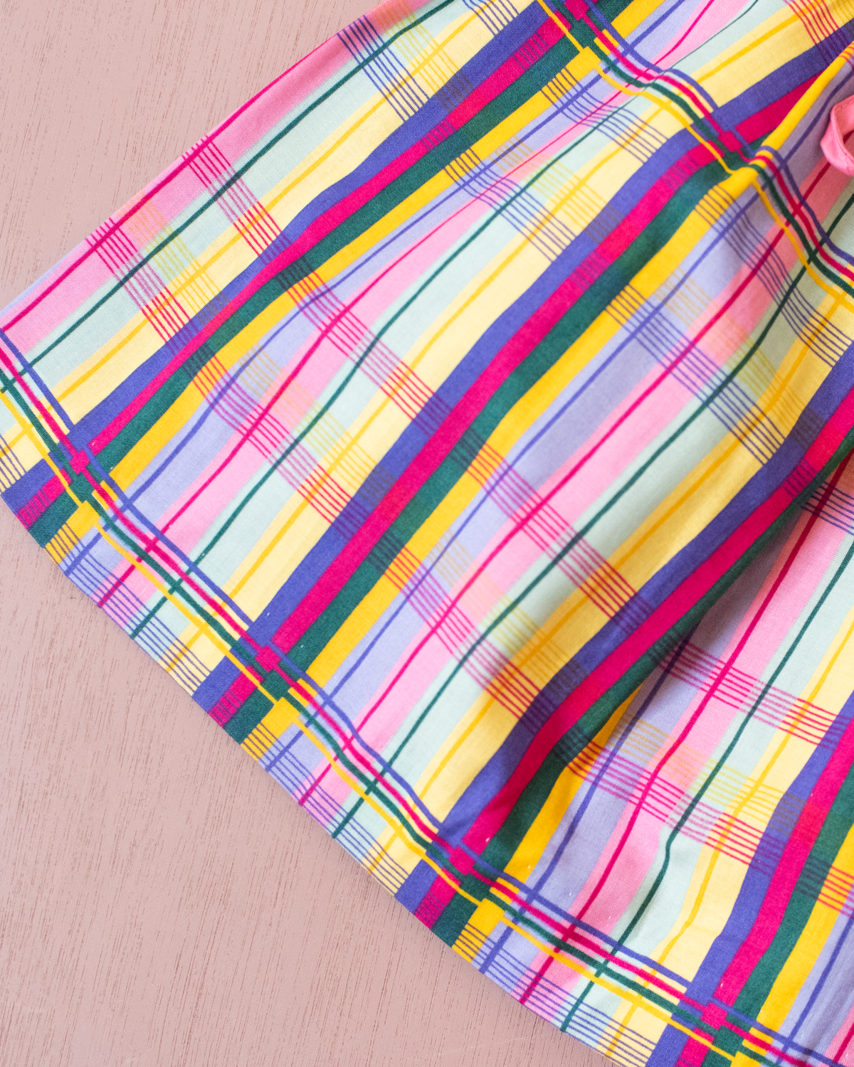 Plaid skirt in summer colors | French deadstock | 4-5 years