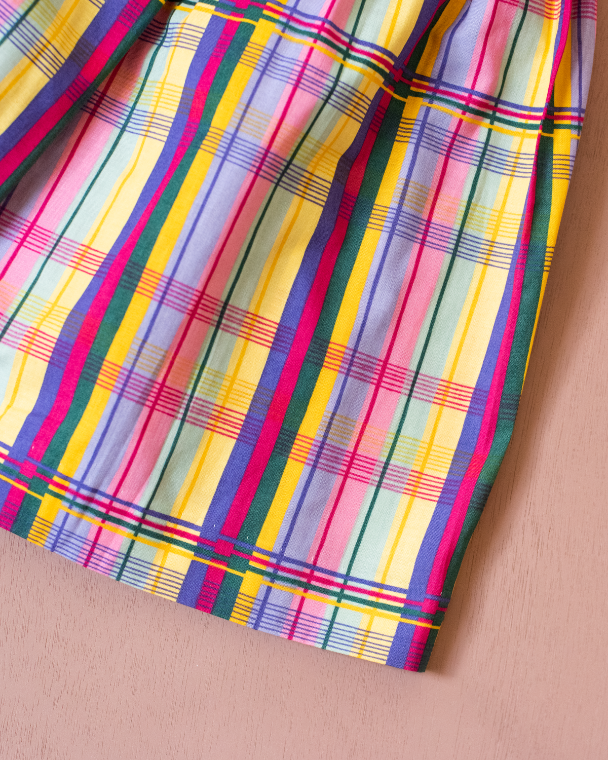 Plaid skirt in summer colors | French deadstock | 4-5 years