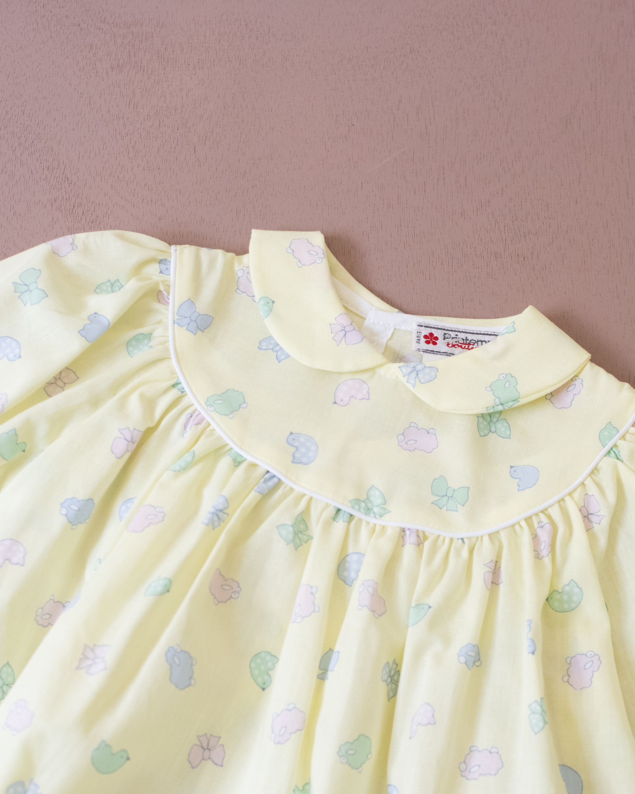 שמלת פסטל צהובה עם הדפסים מתוקים | 12-18 חודשים