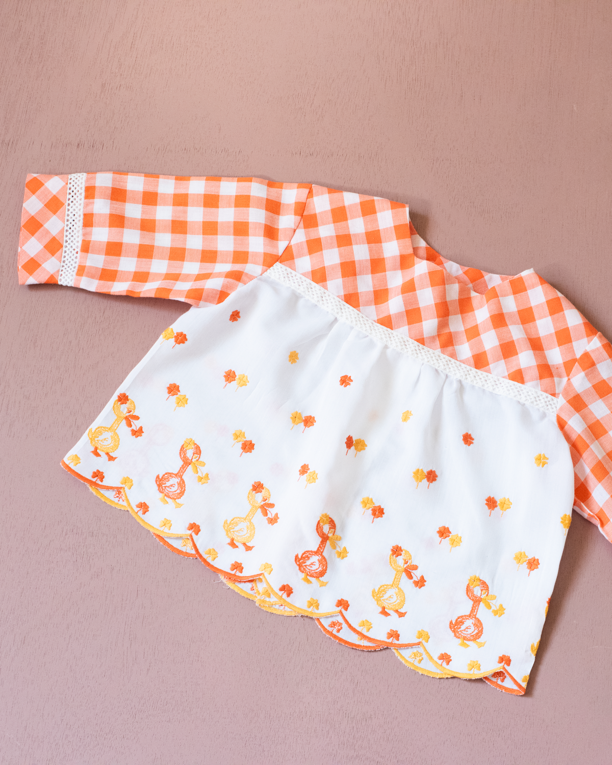 Long shirt with plaid and embroidered ducks | 12-18 months