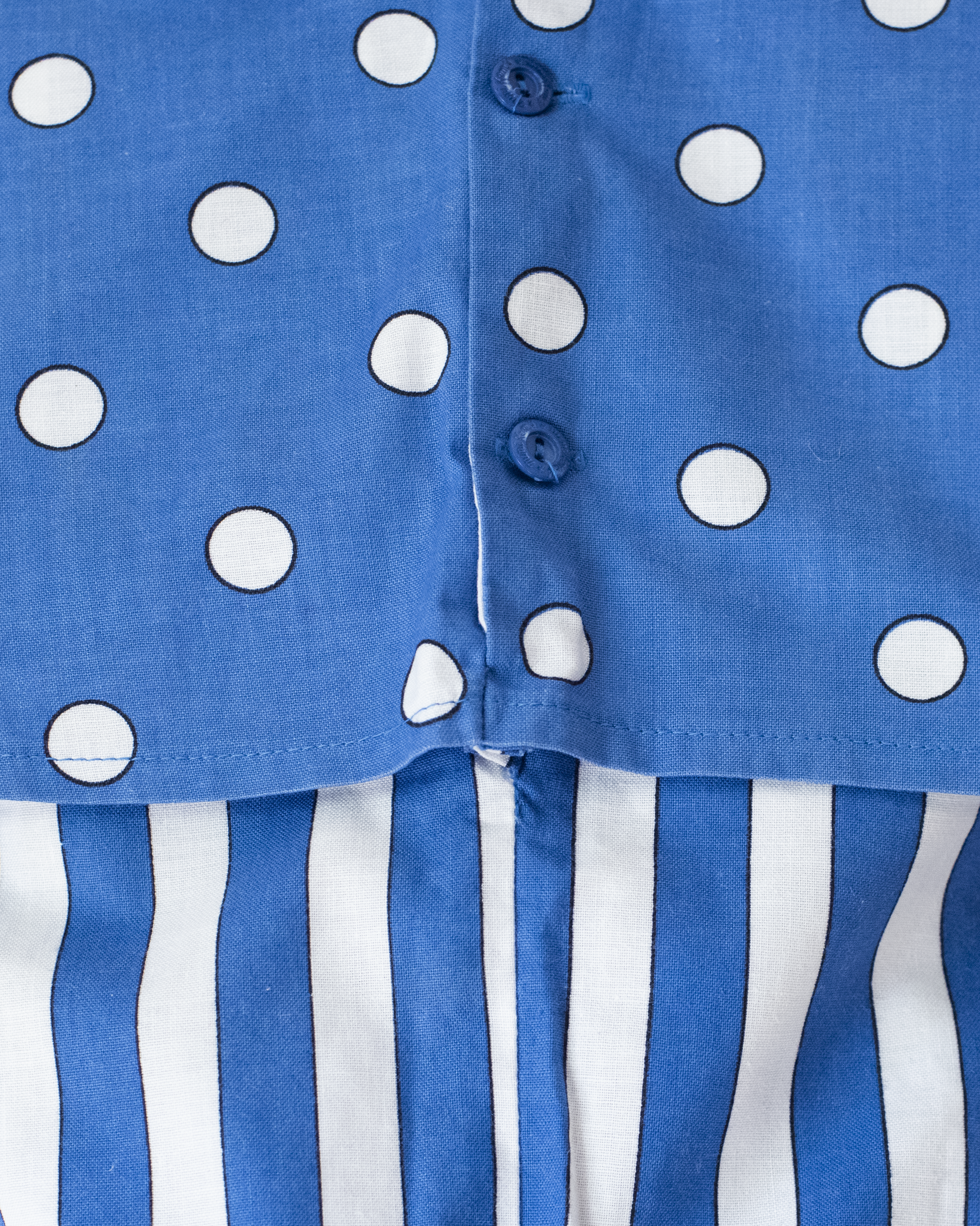 אוברול כחול לבן עם פסים ונקודות | 3-6 חודשים