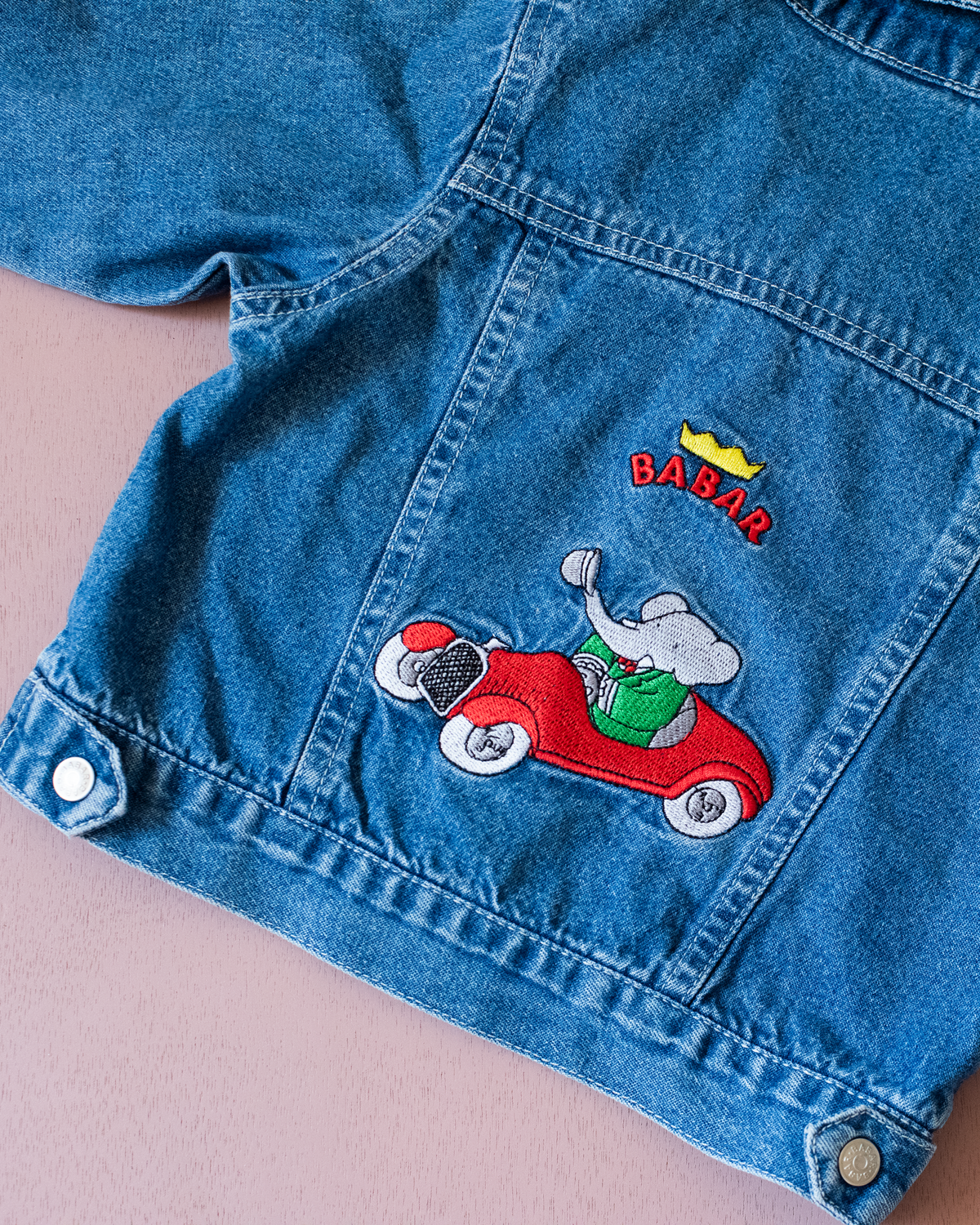 Jean jacket with Babar the King embroidery | 2-3 years