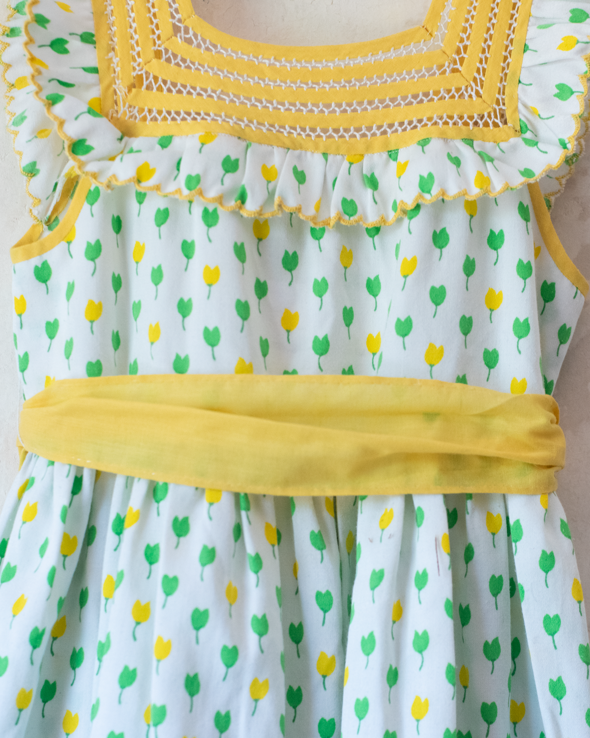 Maxi dress with tulips | Spanish deadstock | 6-7 years