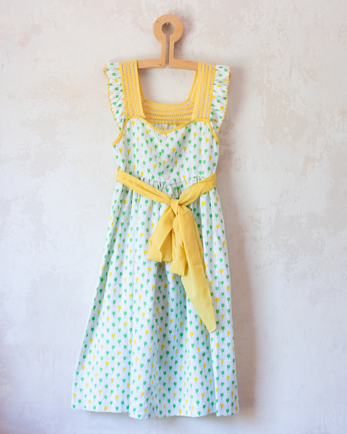 Maxi dress with tulips | Spanish deadstock | 6-7 years