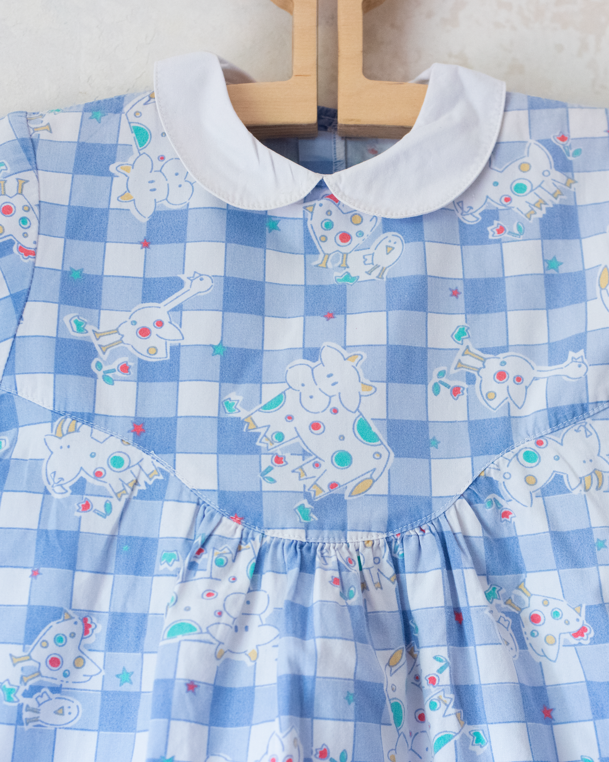 Plaid dress with goats and cows | 9-12 months