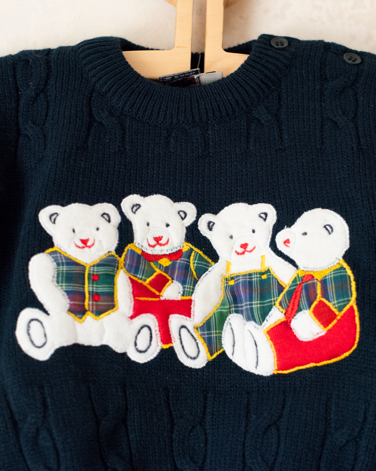 Dark green sweater with bears | French dead stock | 6-9 months