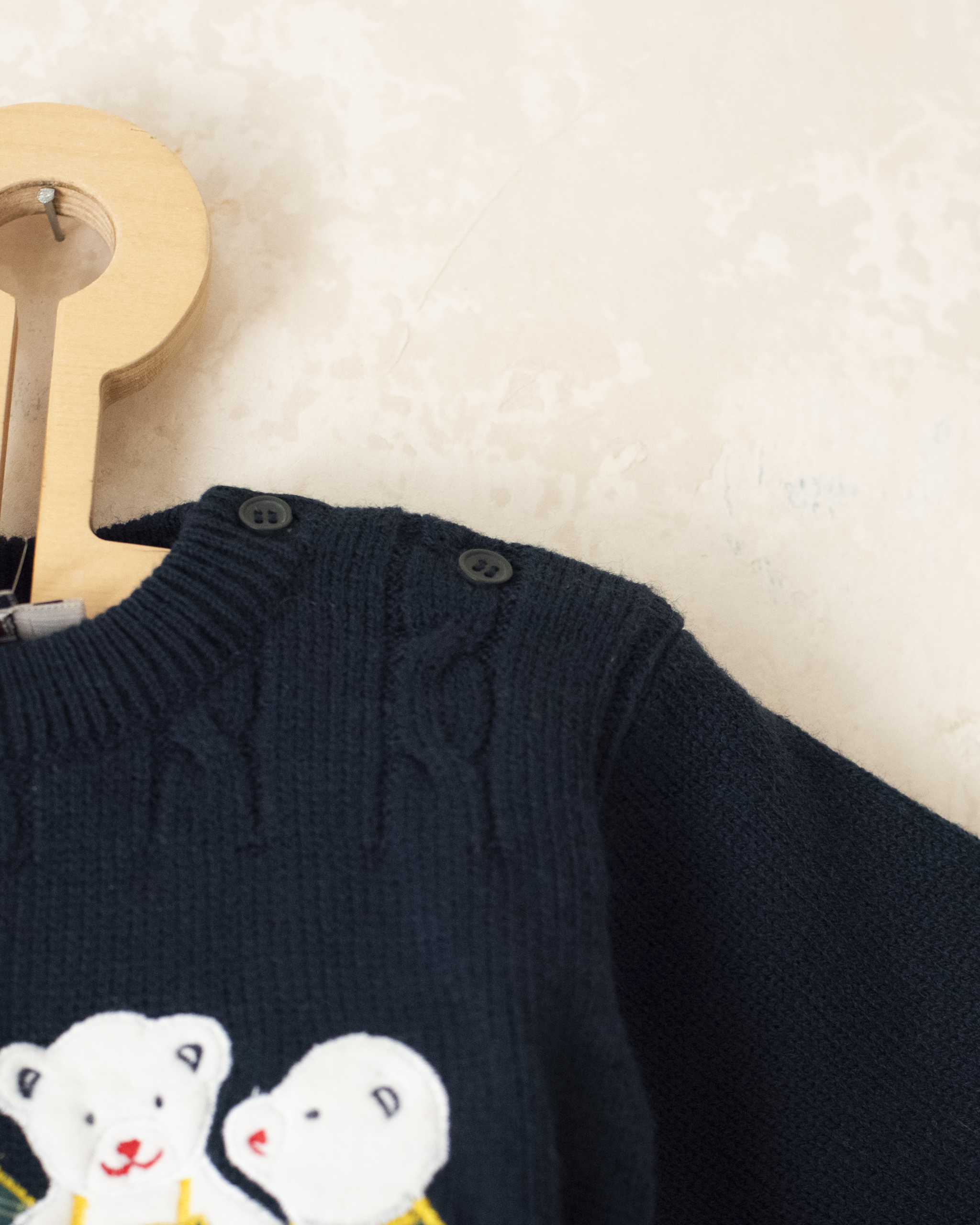 סוודר ירוק כהה עם דובים | דד סטוק צרפתי | 6-9 חודשים