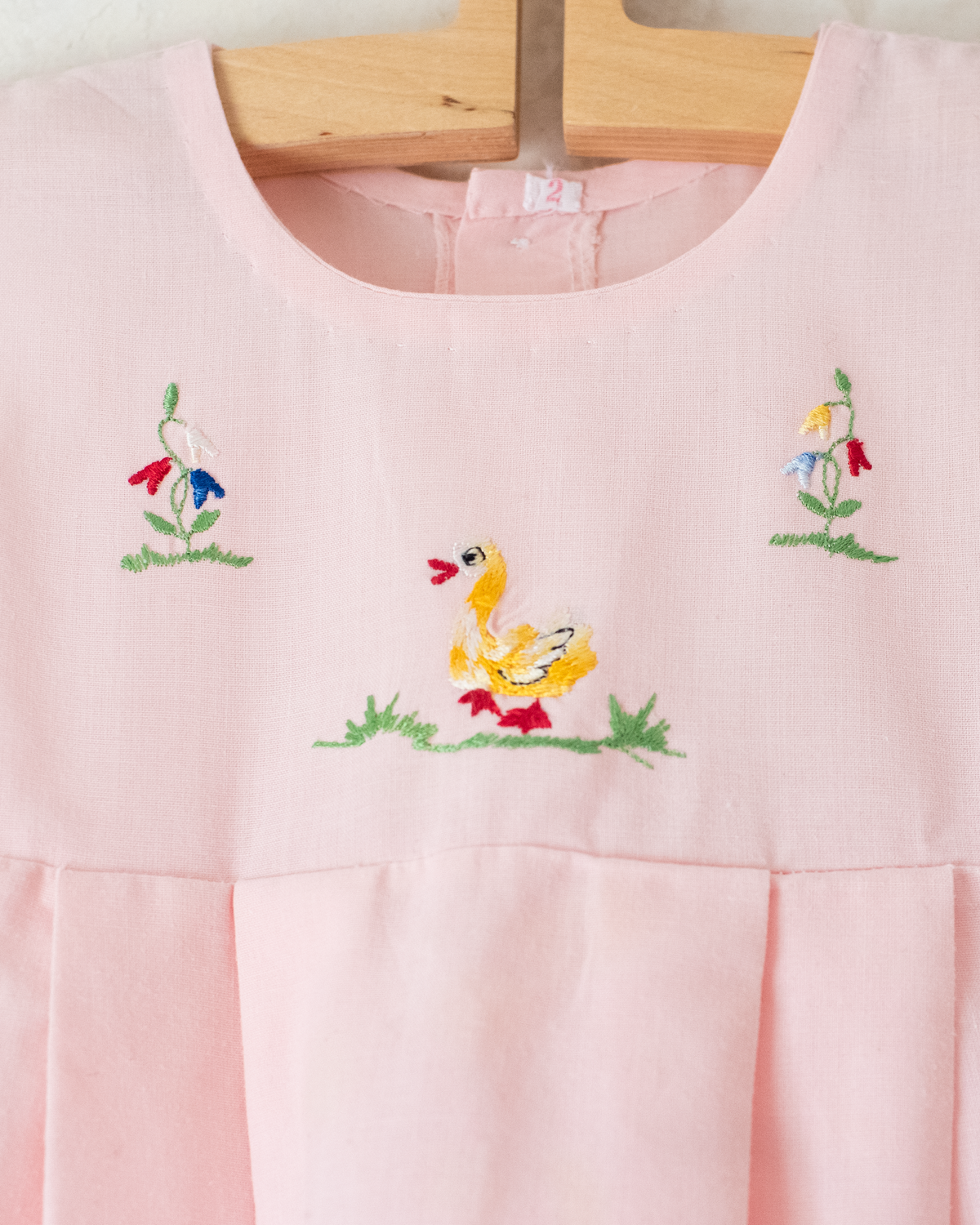 Pink dress with embroidered ducks and flowers | 18-24 months