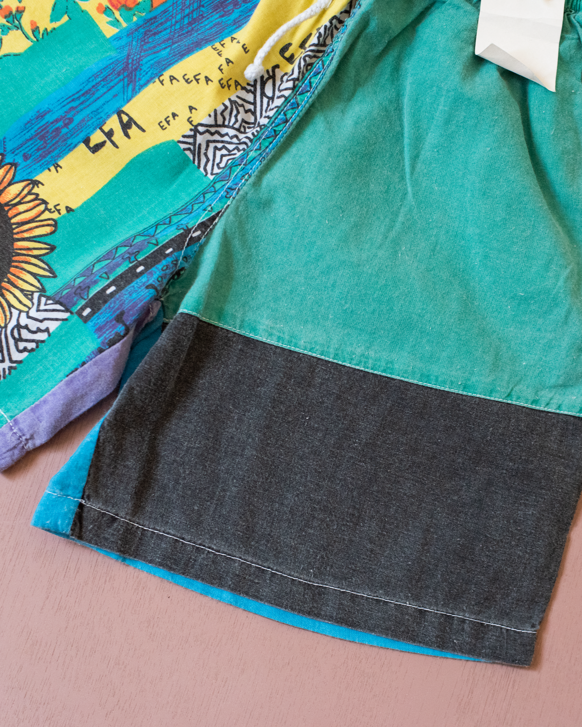 Colorful Sunflower Pants | French Deadstock from the Eighties | 8-9 Years