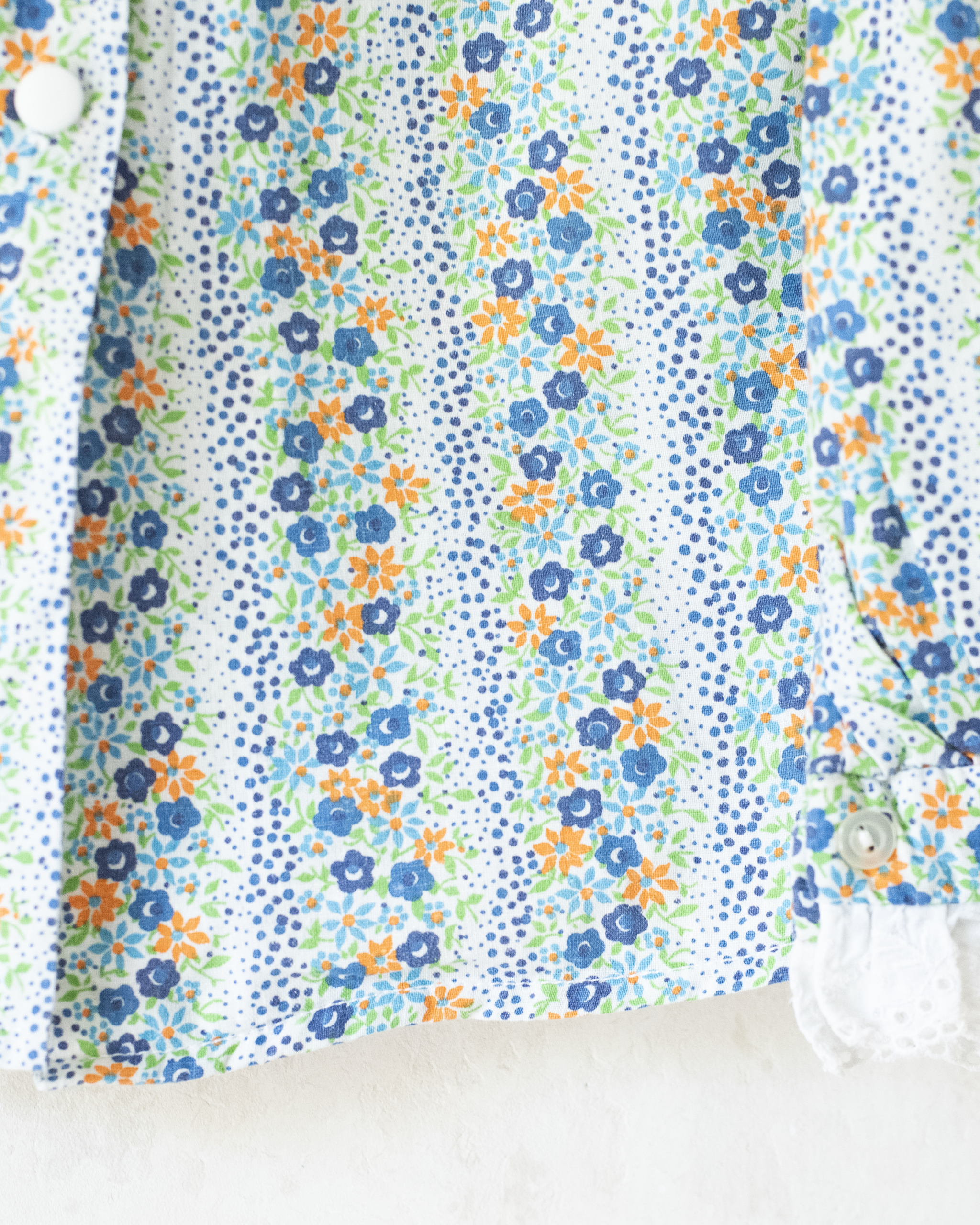 חולצה פרחונית ארוכה עם תחרה לבנה | 5-6 שנים